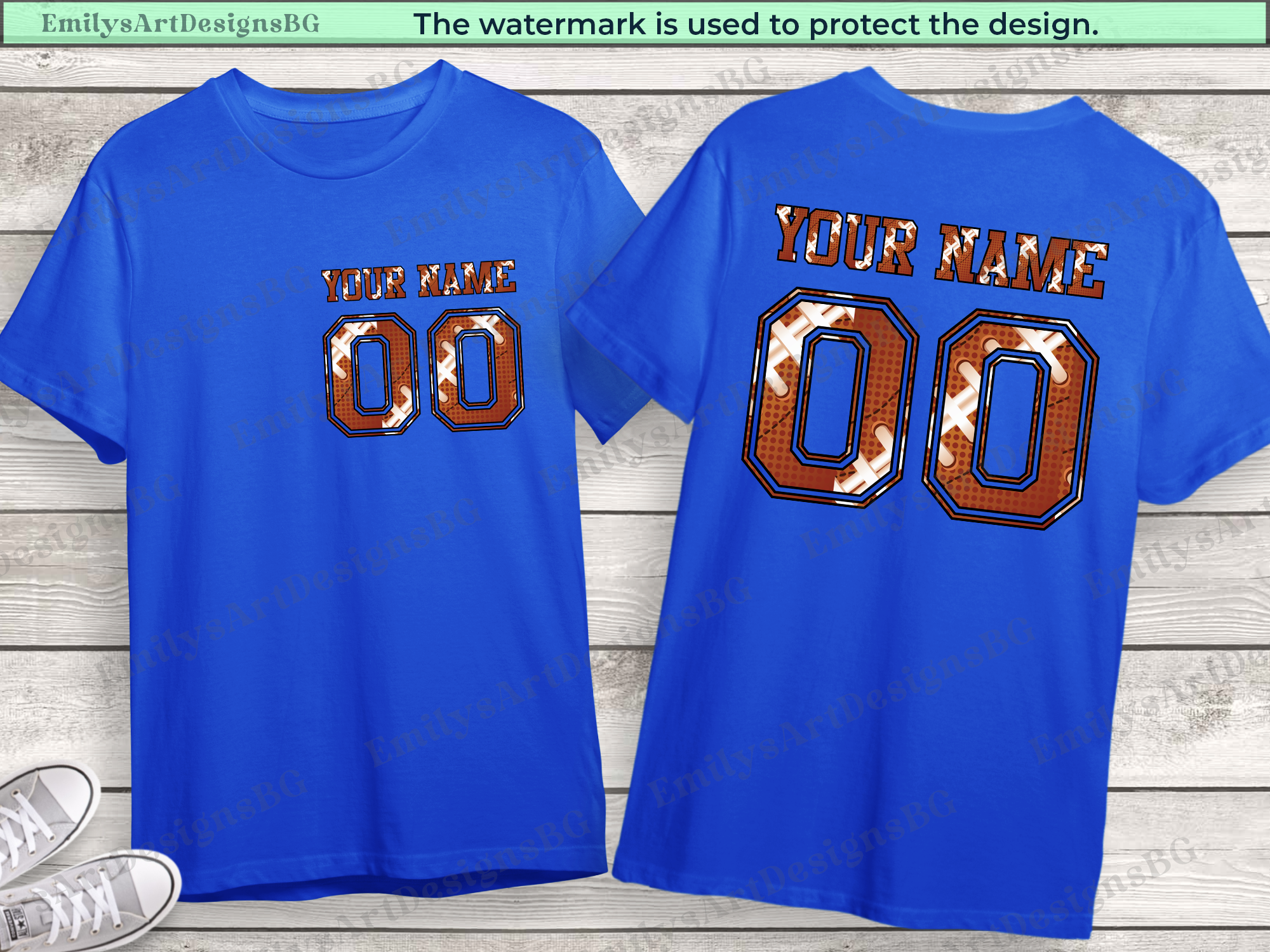 Custom Football Name and Number T-shirt