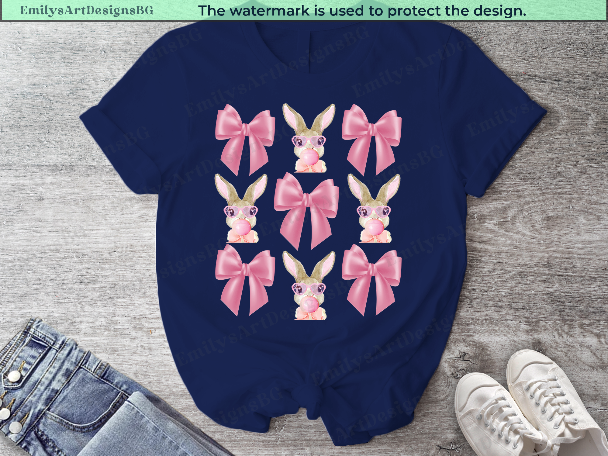 Pink Coquette Bow and Bunny Bubble Gum T-shirt