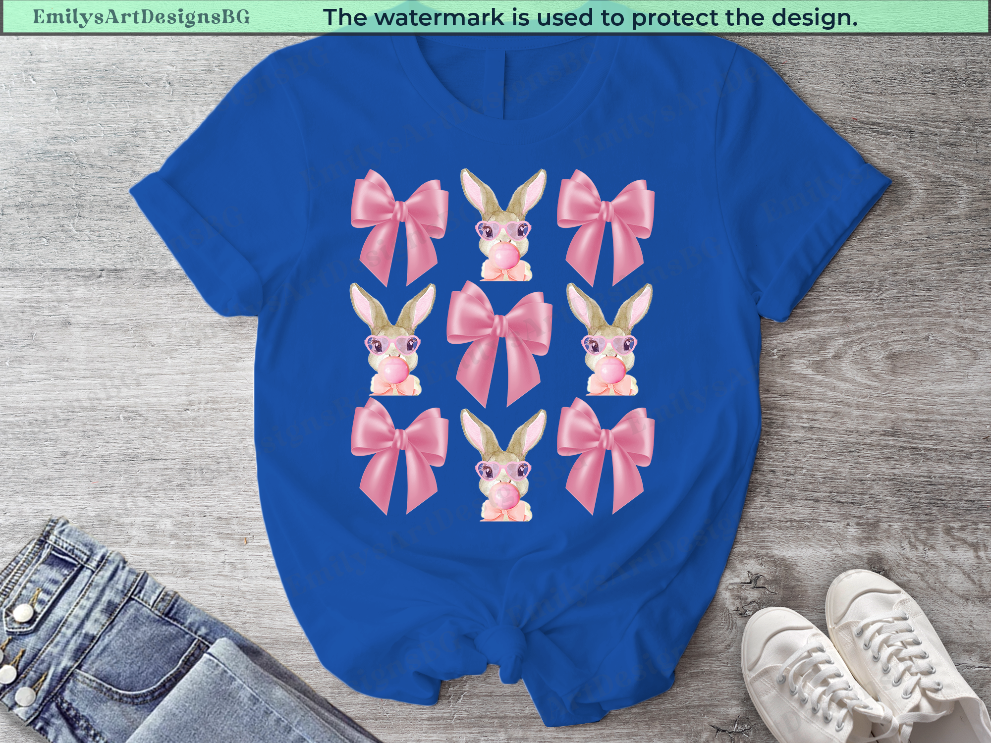 Pink Coquette Bow and Bunny Bubble Gum T-shirt