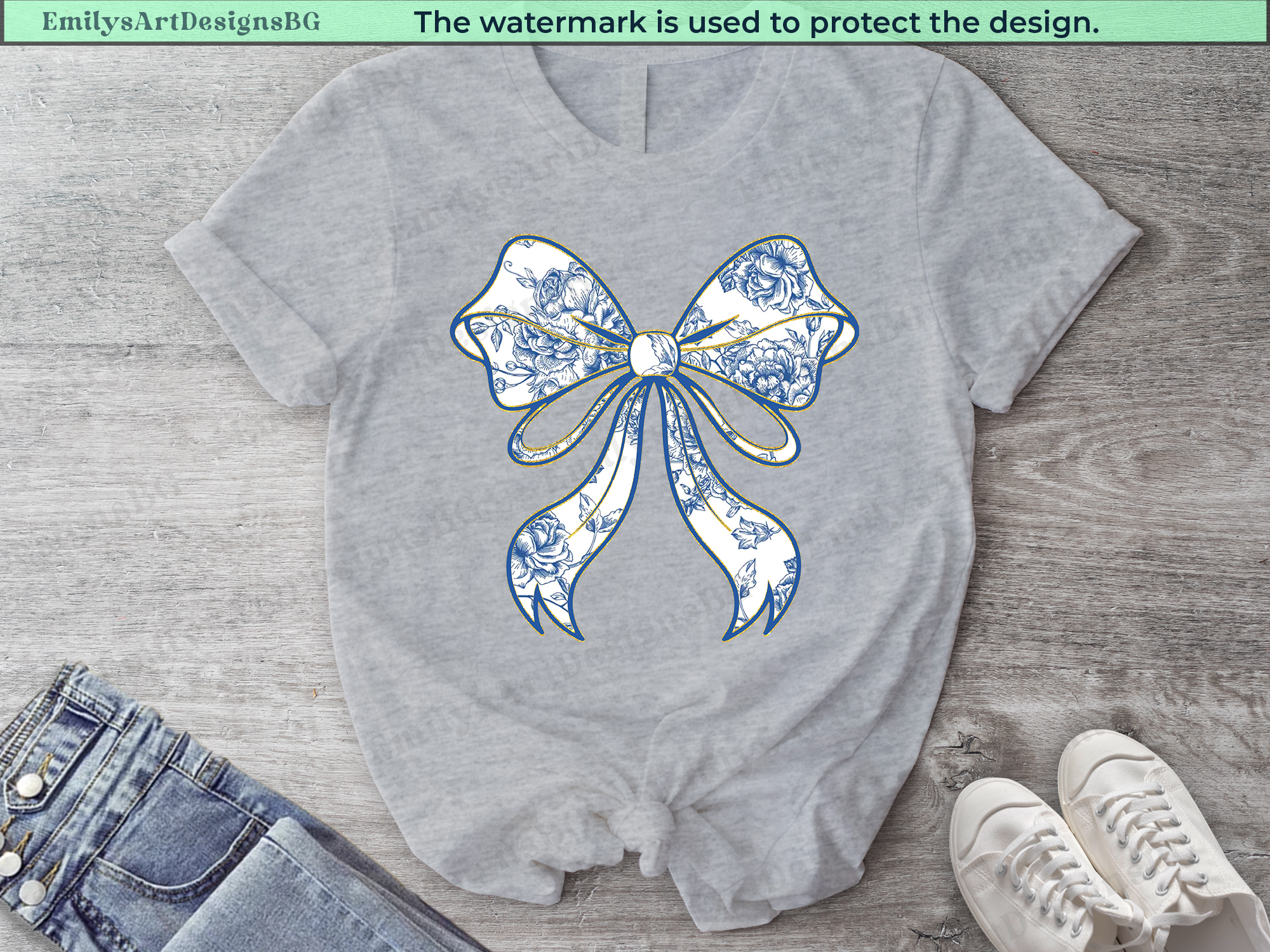 Coquette Retro Blue Bow T-shirt