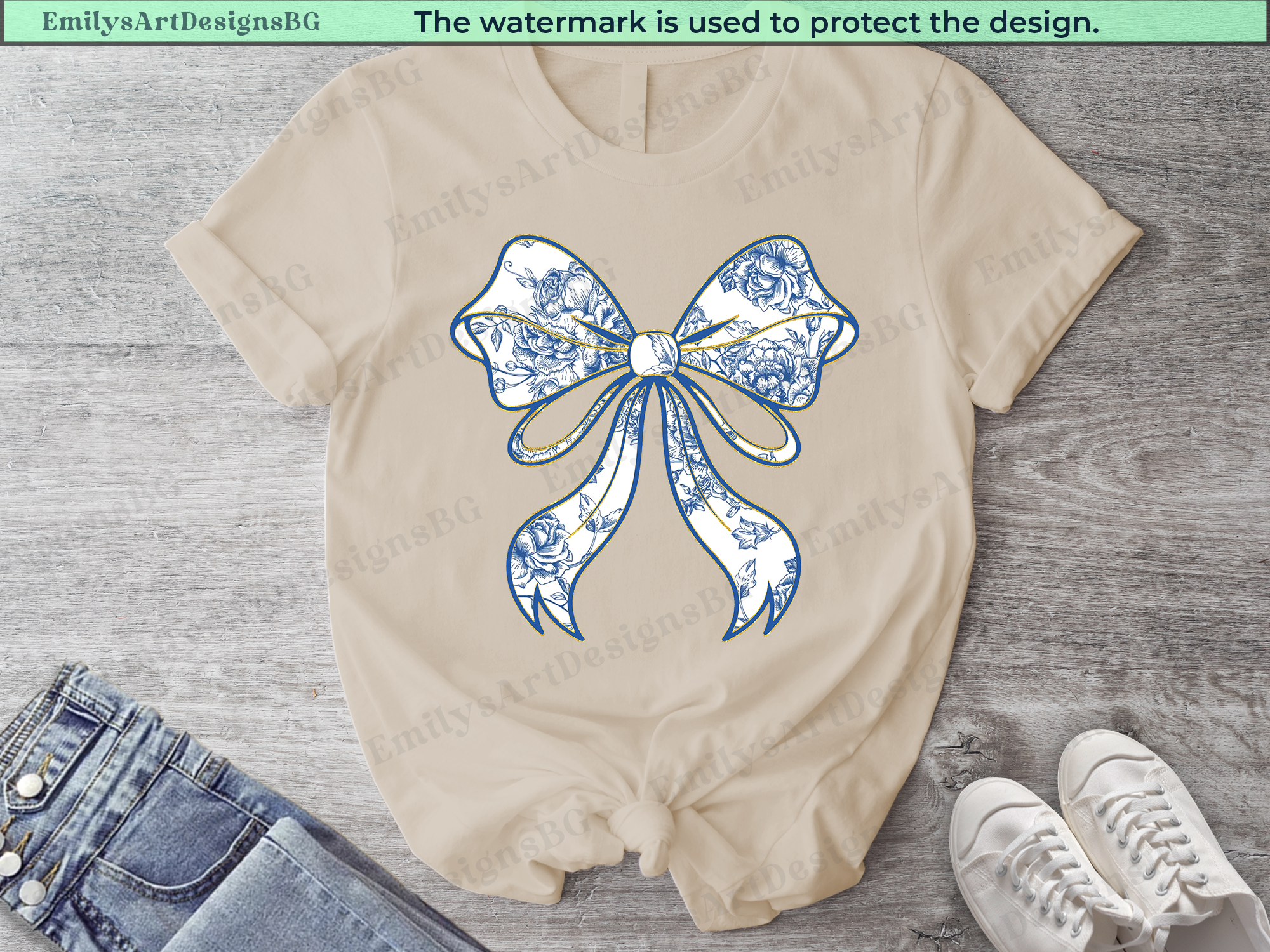 Coquette Retro Blue Bow T-shirt