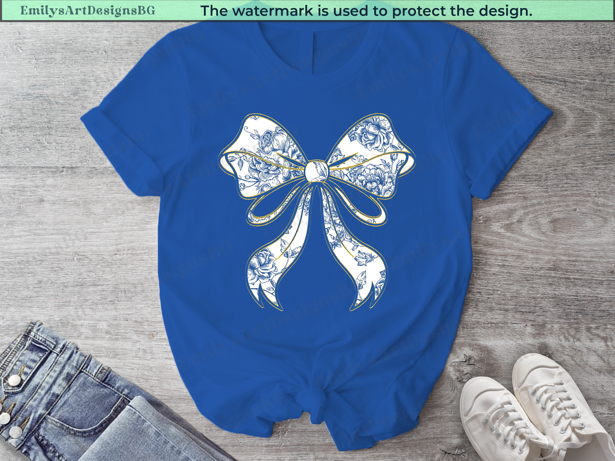 Coquette Retro Blue Bow T-shirt