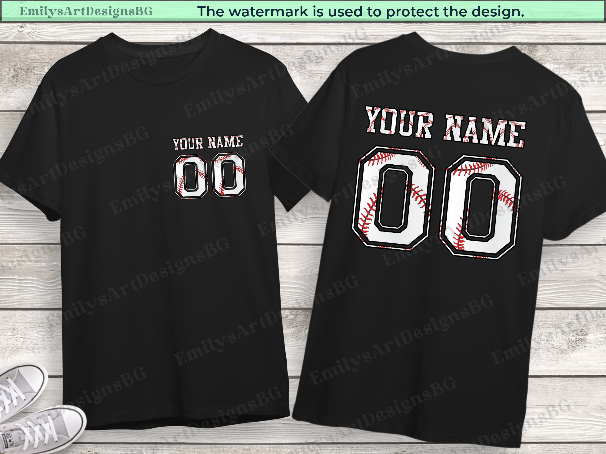 Custom Name and Number Baseball T-shirt