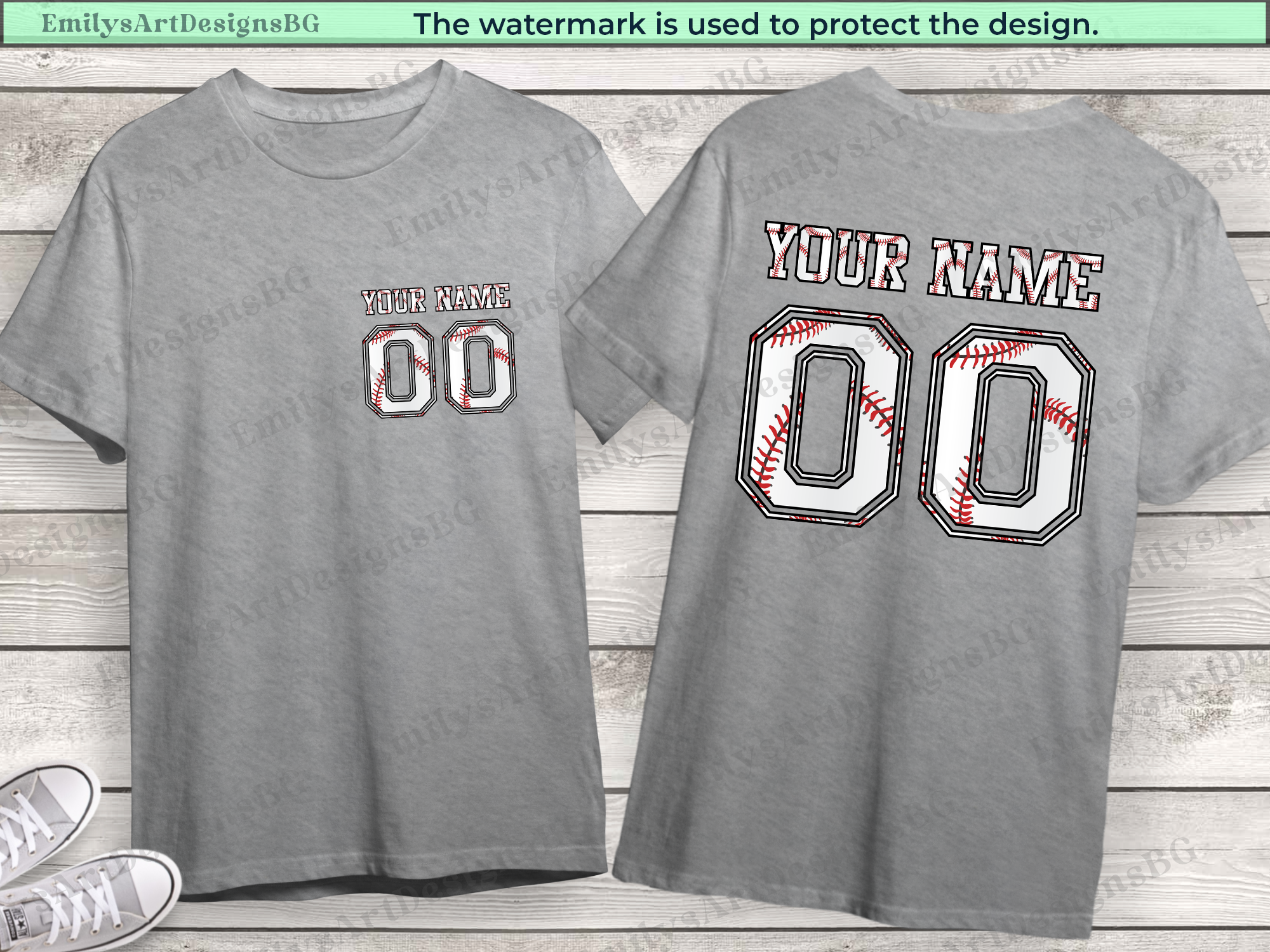 Custom Name and Number Baseball T-shirt