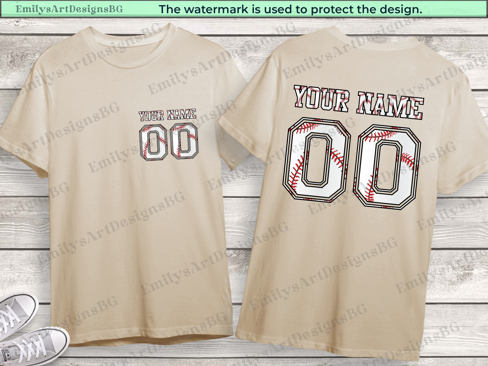 Custom Name and Number Baseball T-shirt