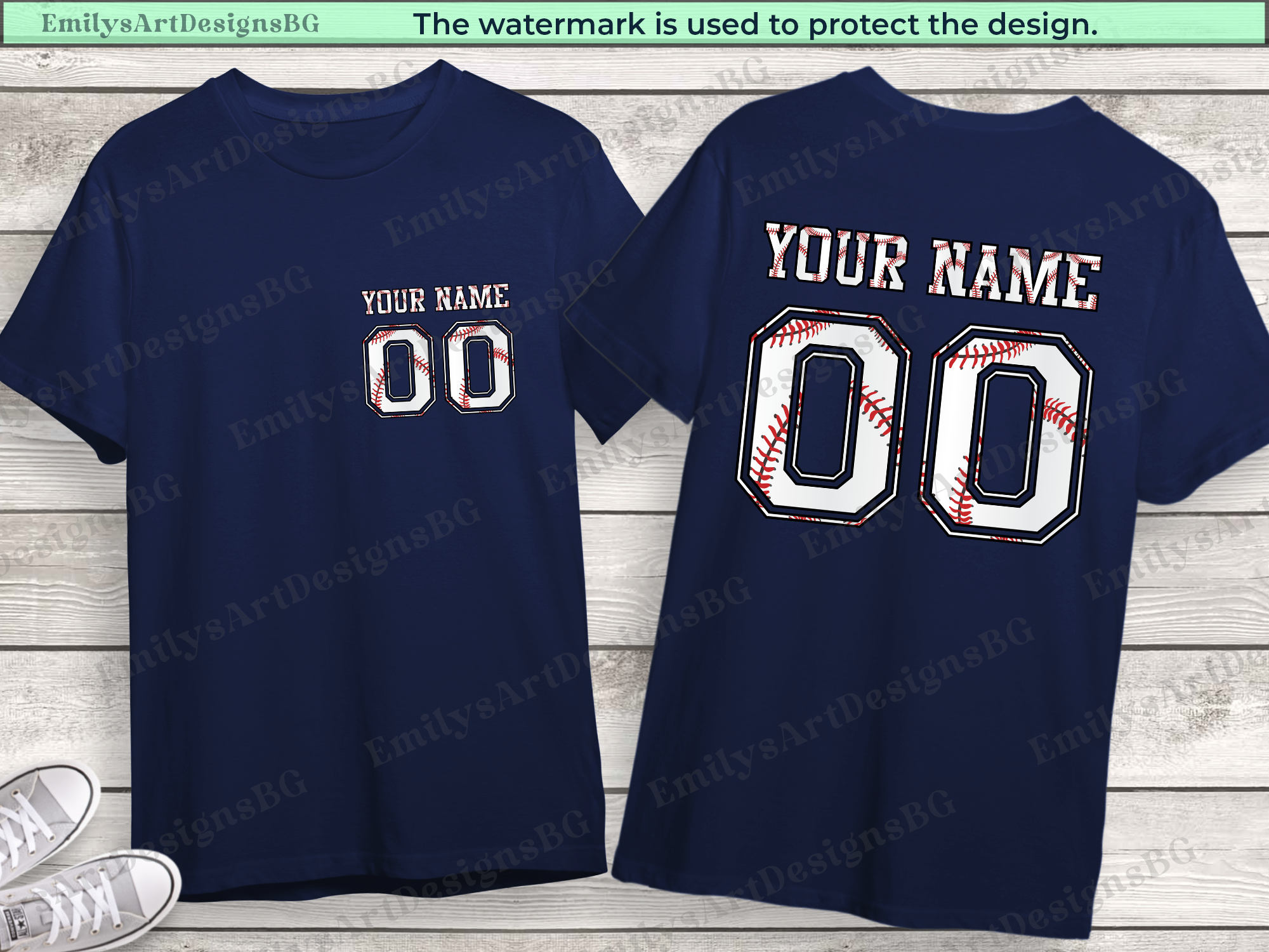 Custom Name and Number Baseball T-shirt