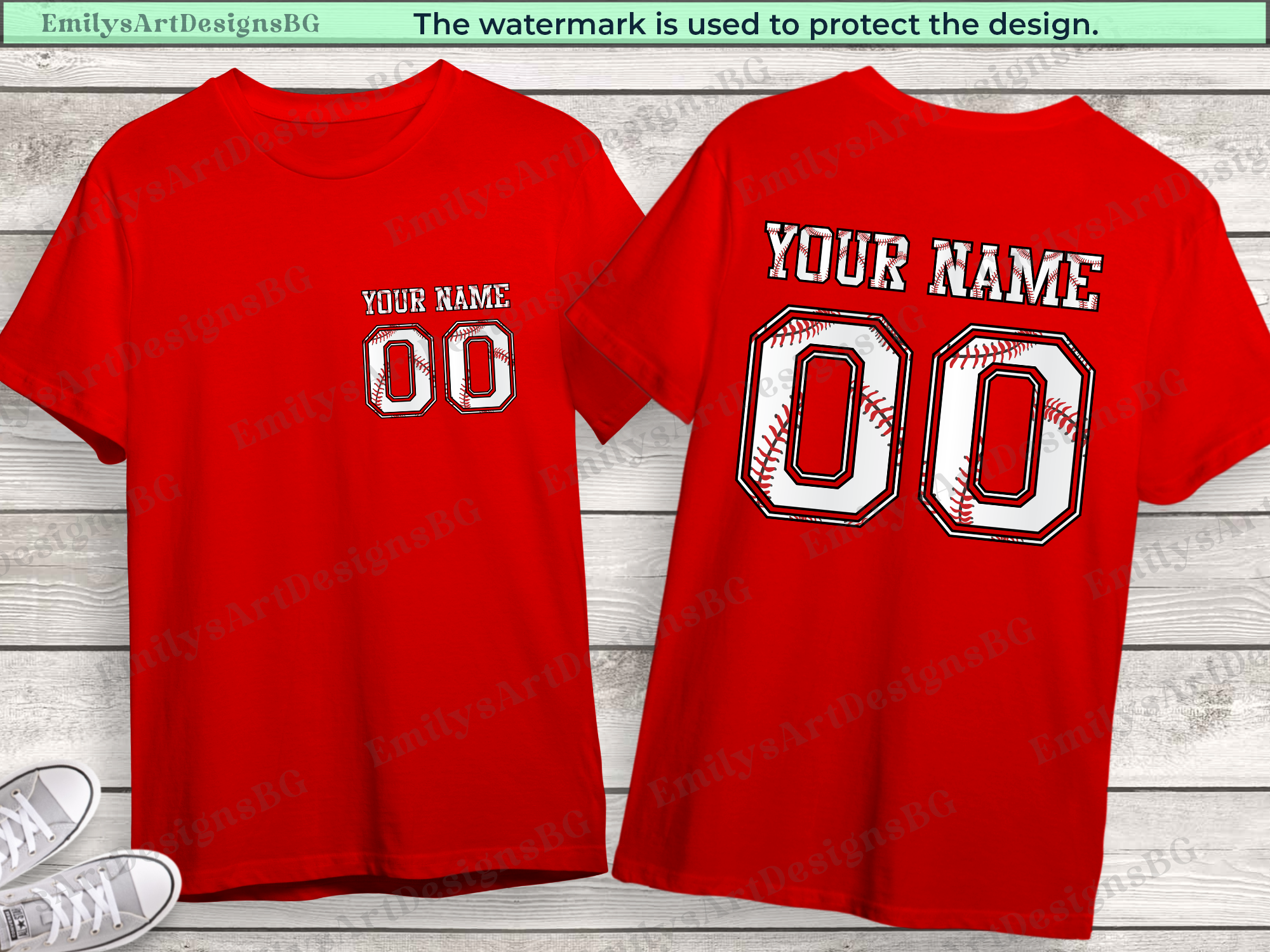 Custom Name and Number Baseball T-shirt