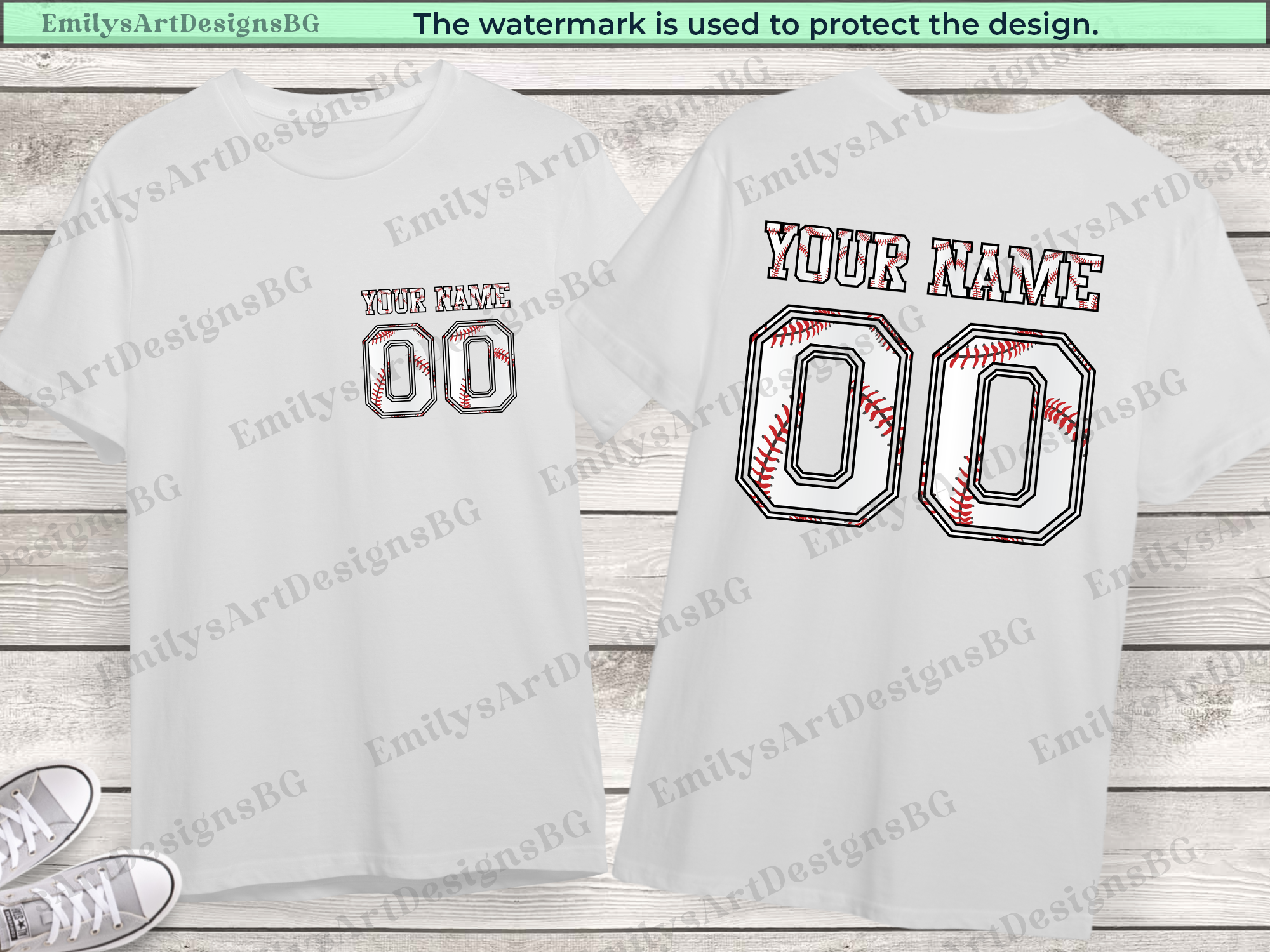 Custom Name and Number Baseball T-shirt