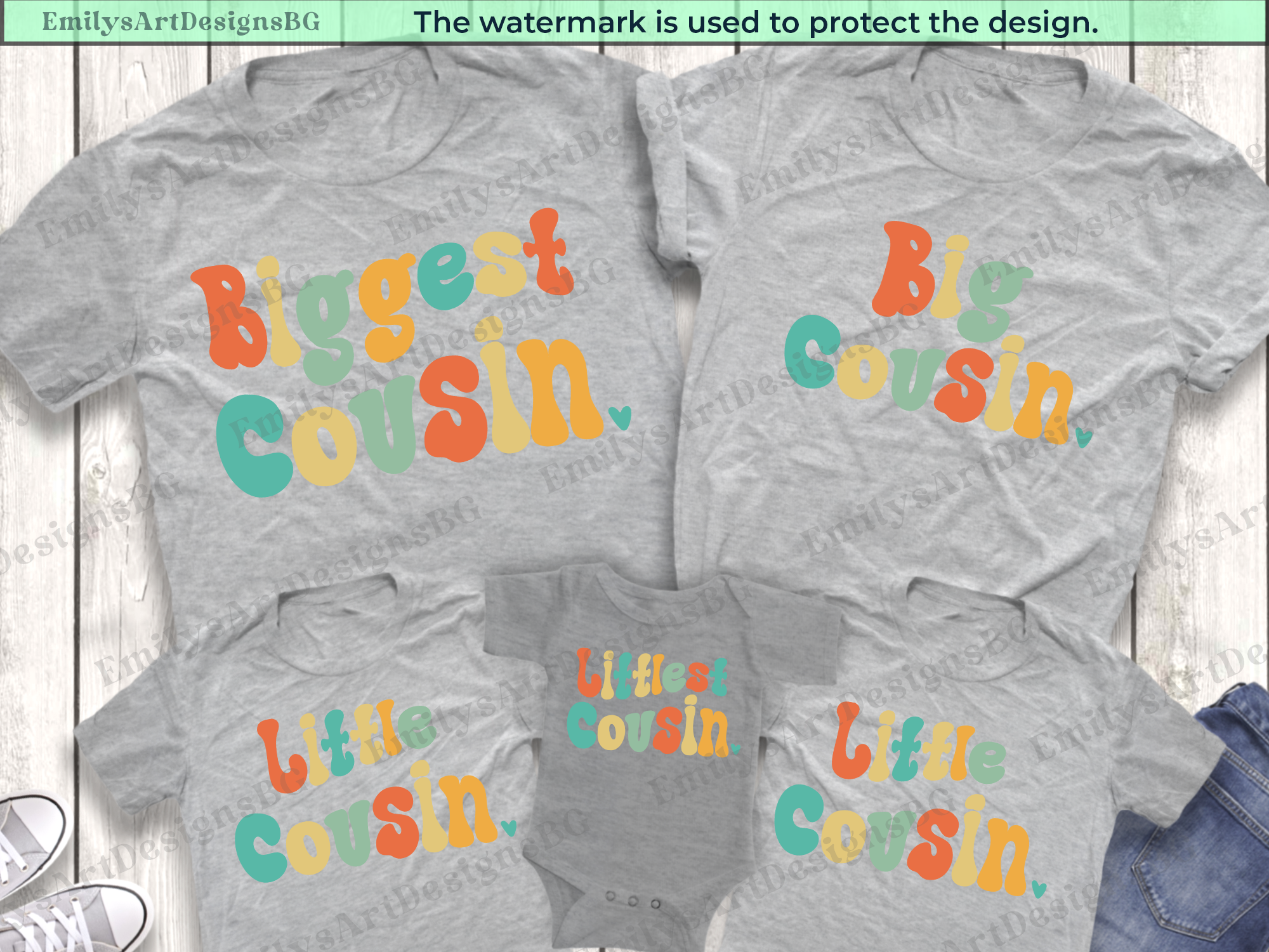 Biggest Cousin, Big Cousin, Little Cousin, Littlest Cousin Shirts