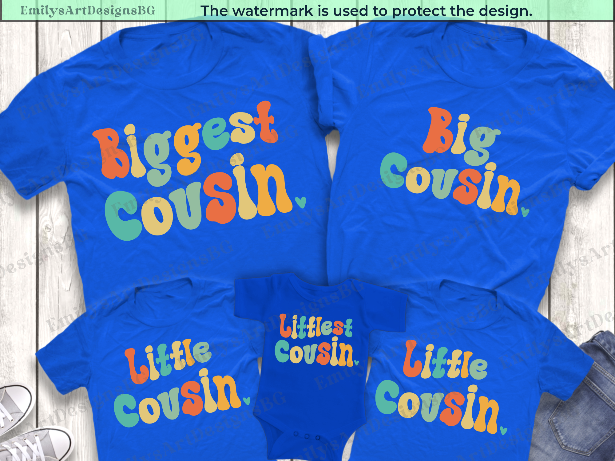 Biggest Cousin, Big Cousin, Little Cousin, Littlest Cousin Shirts