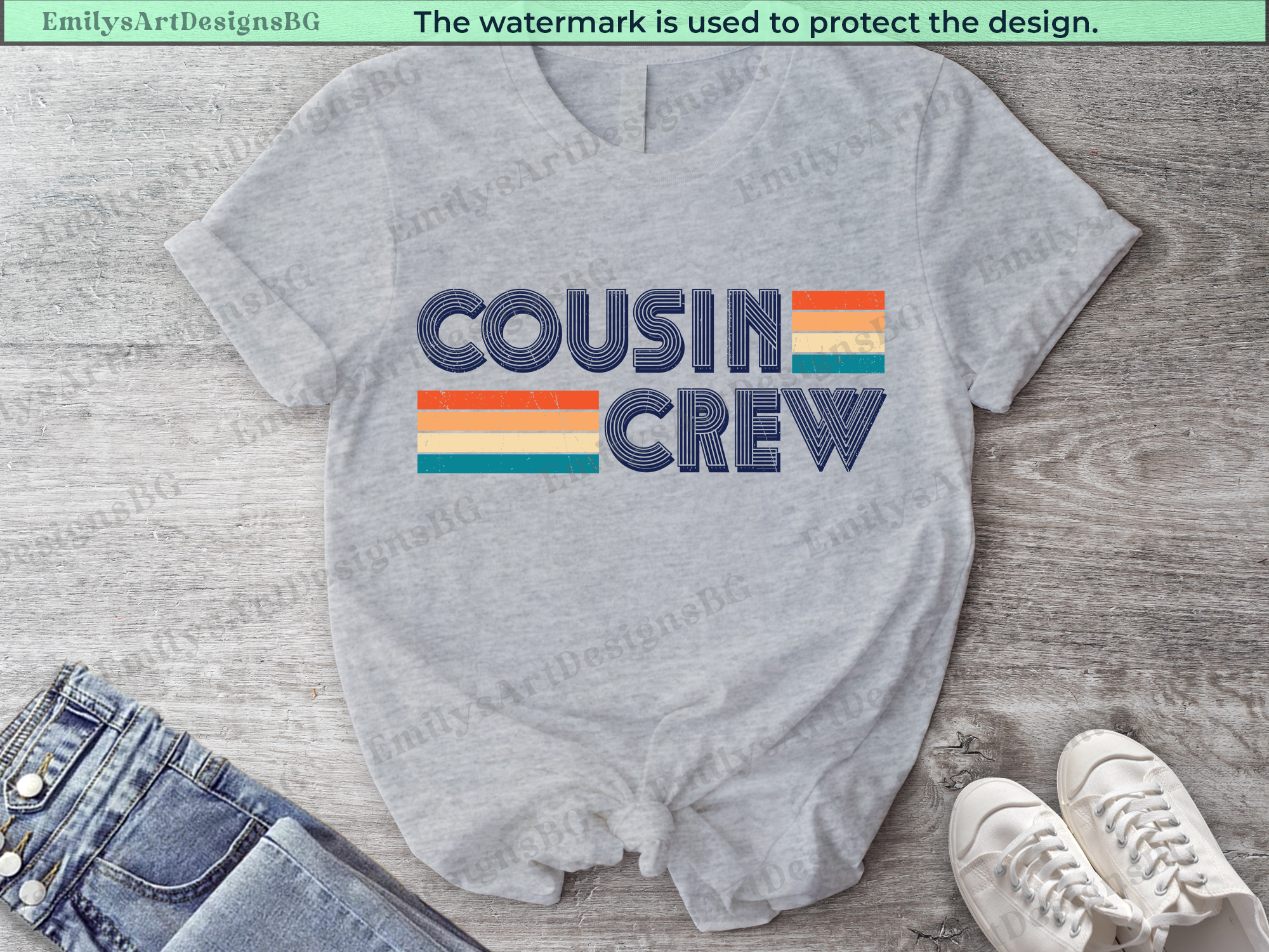 Cousin Crew Retro Text Shirts