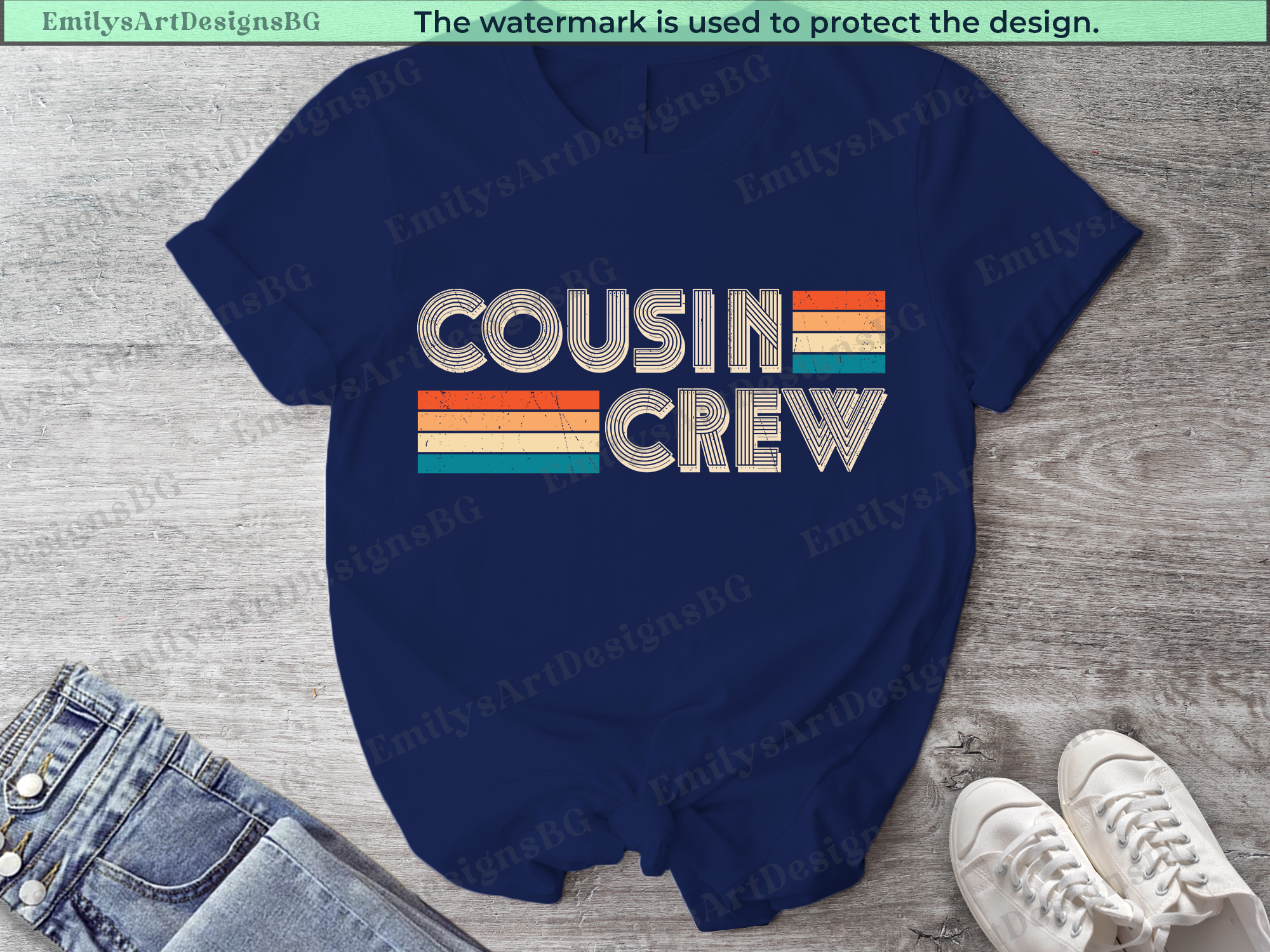 Cousin Crew Retro Text Shirts