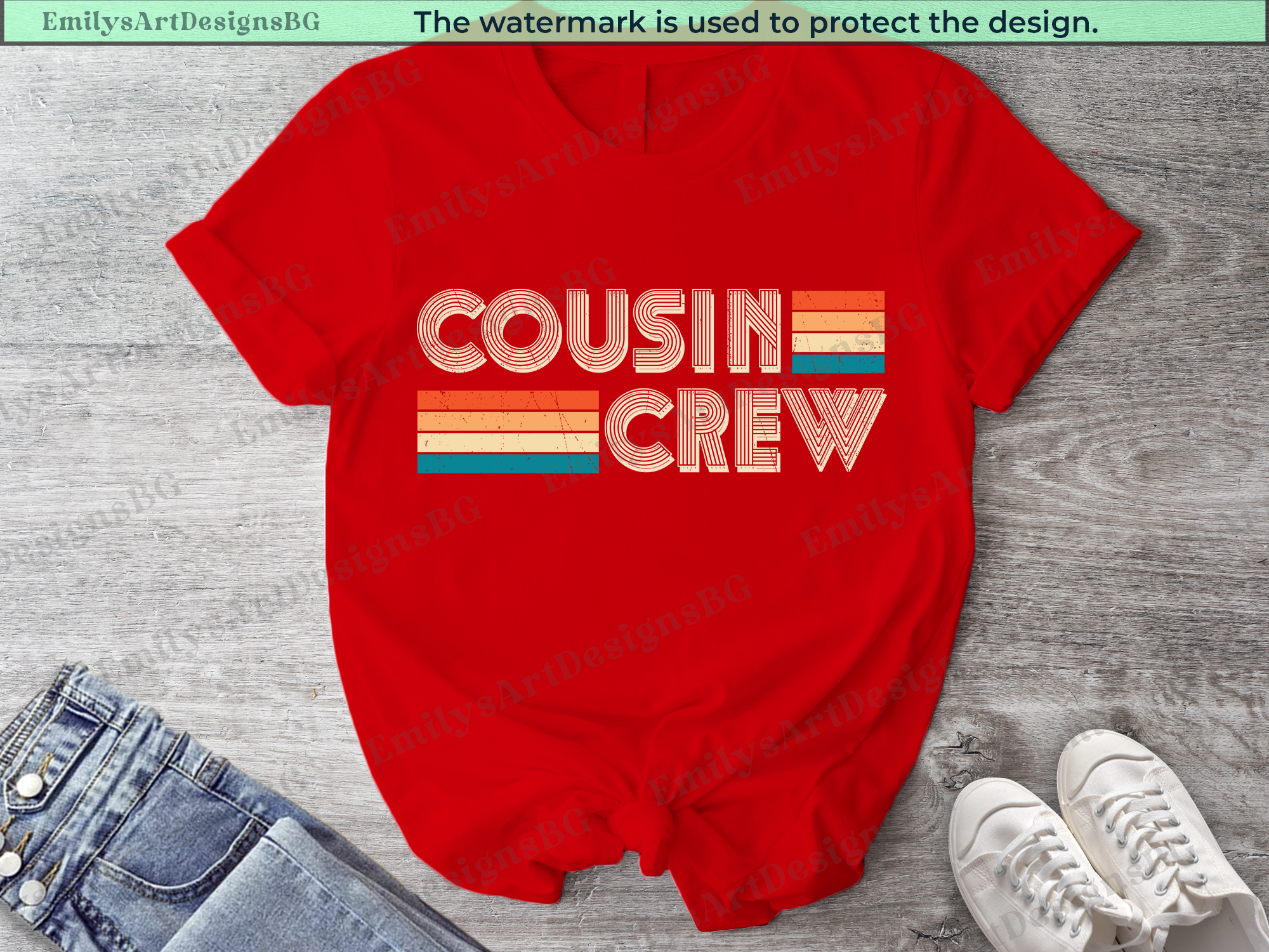 Cousin Crew Retro Text Shirts