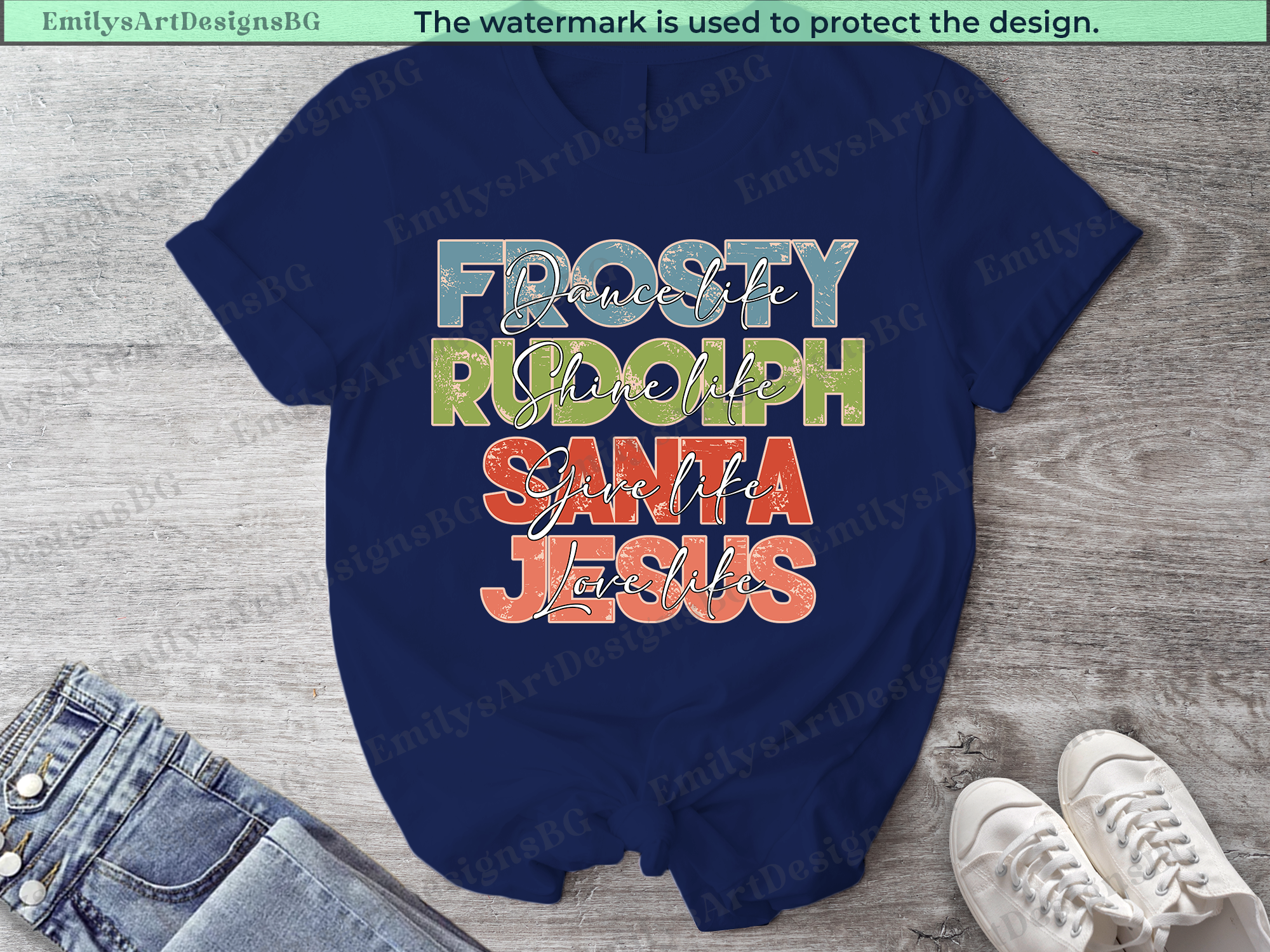 Dance Like Frosty Shine Like Rudolph Give Like Santa Love Like Jesus T-shirt