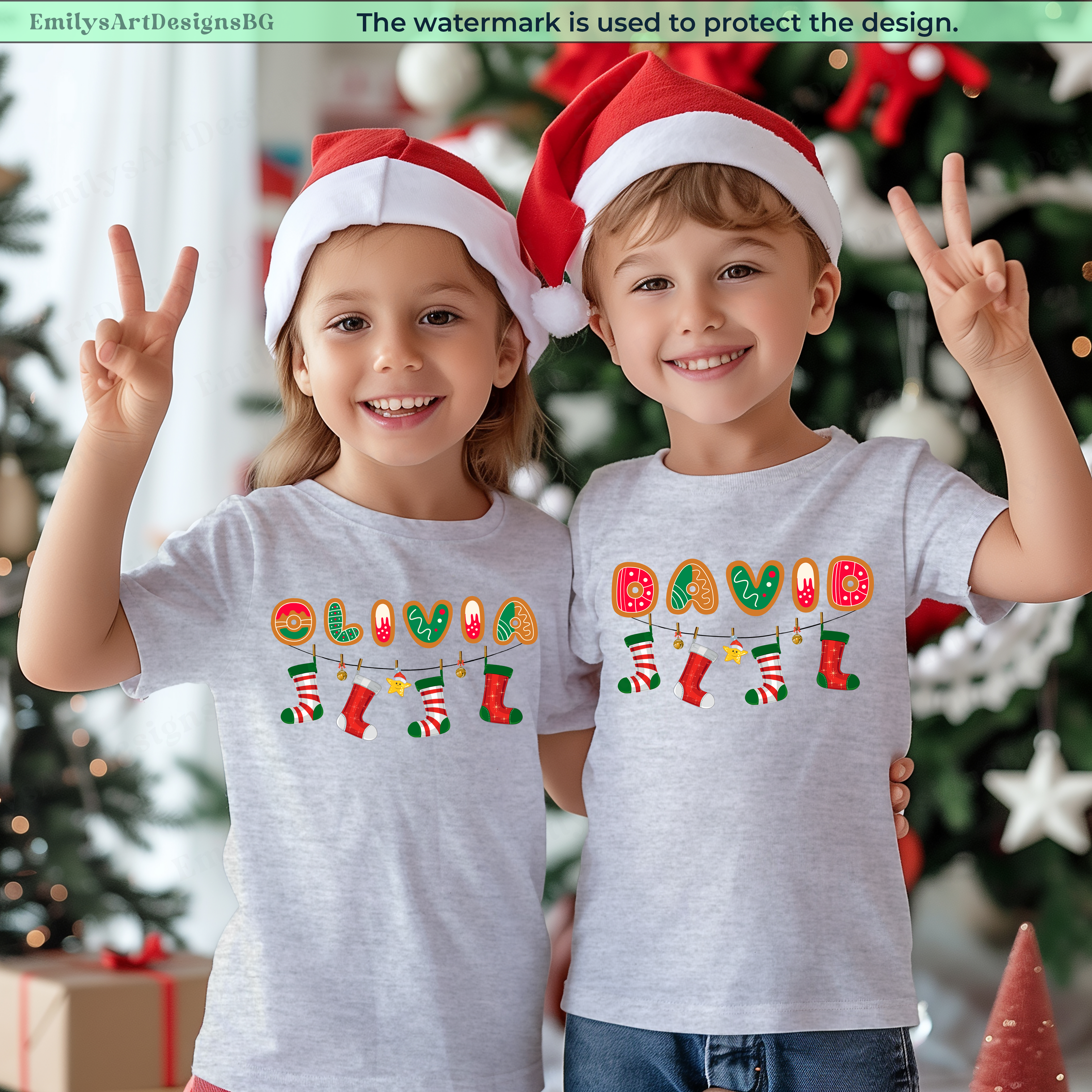 Custom Name Christmas Socks Family Shirts