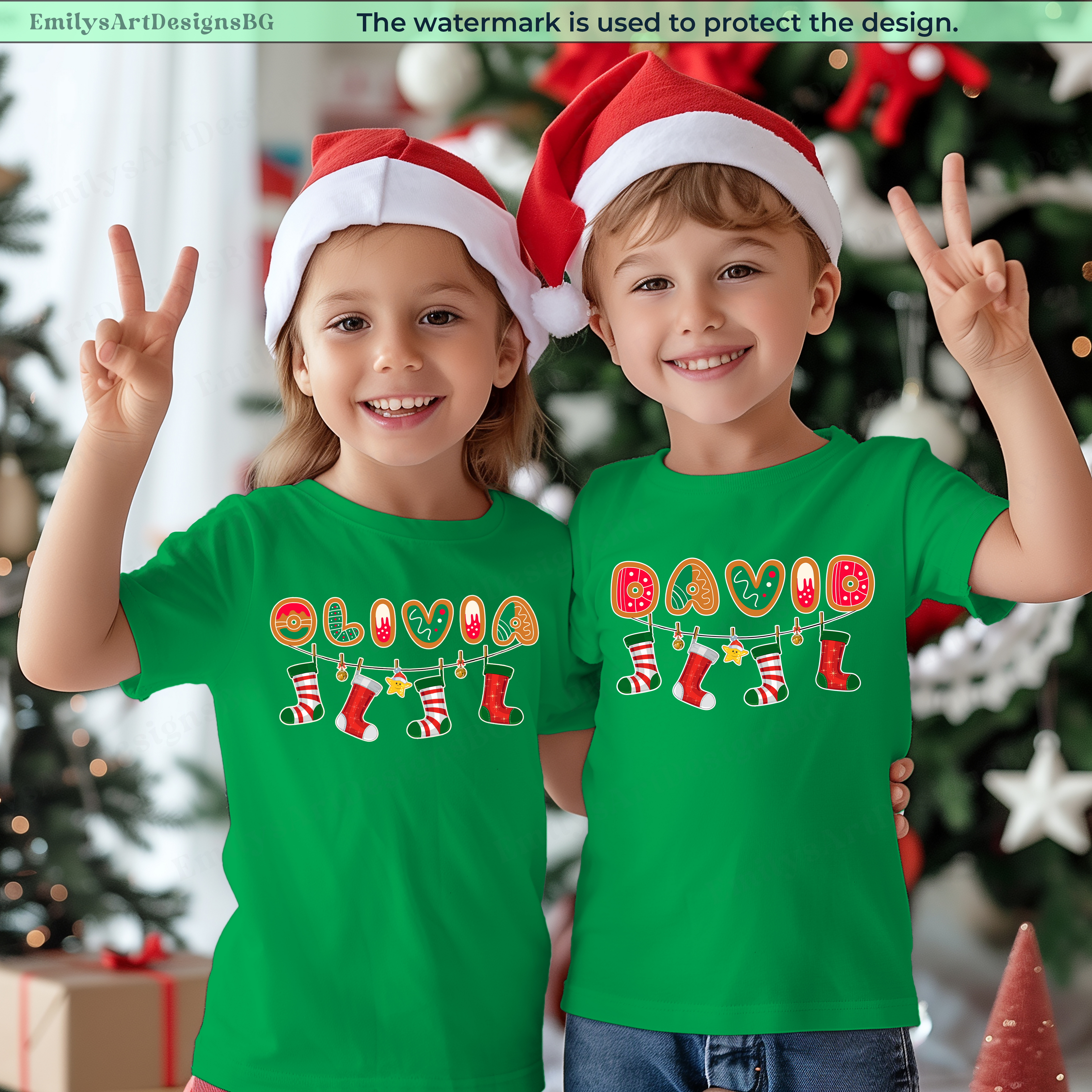 Custom Name Christmas Socks Family Shirts