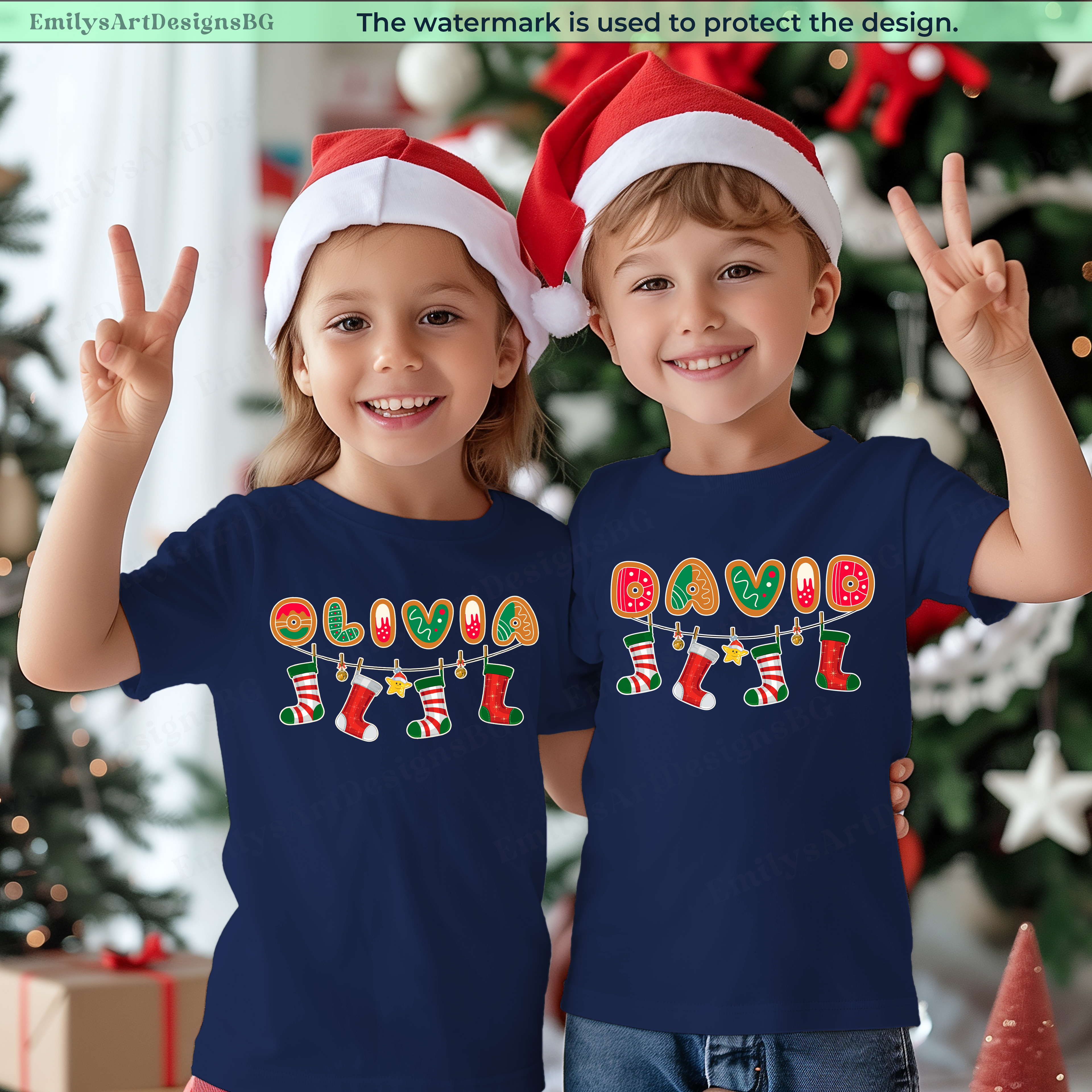 Custom Name Christmas Socks Family Shirts