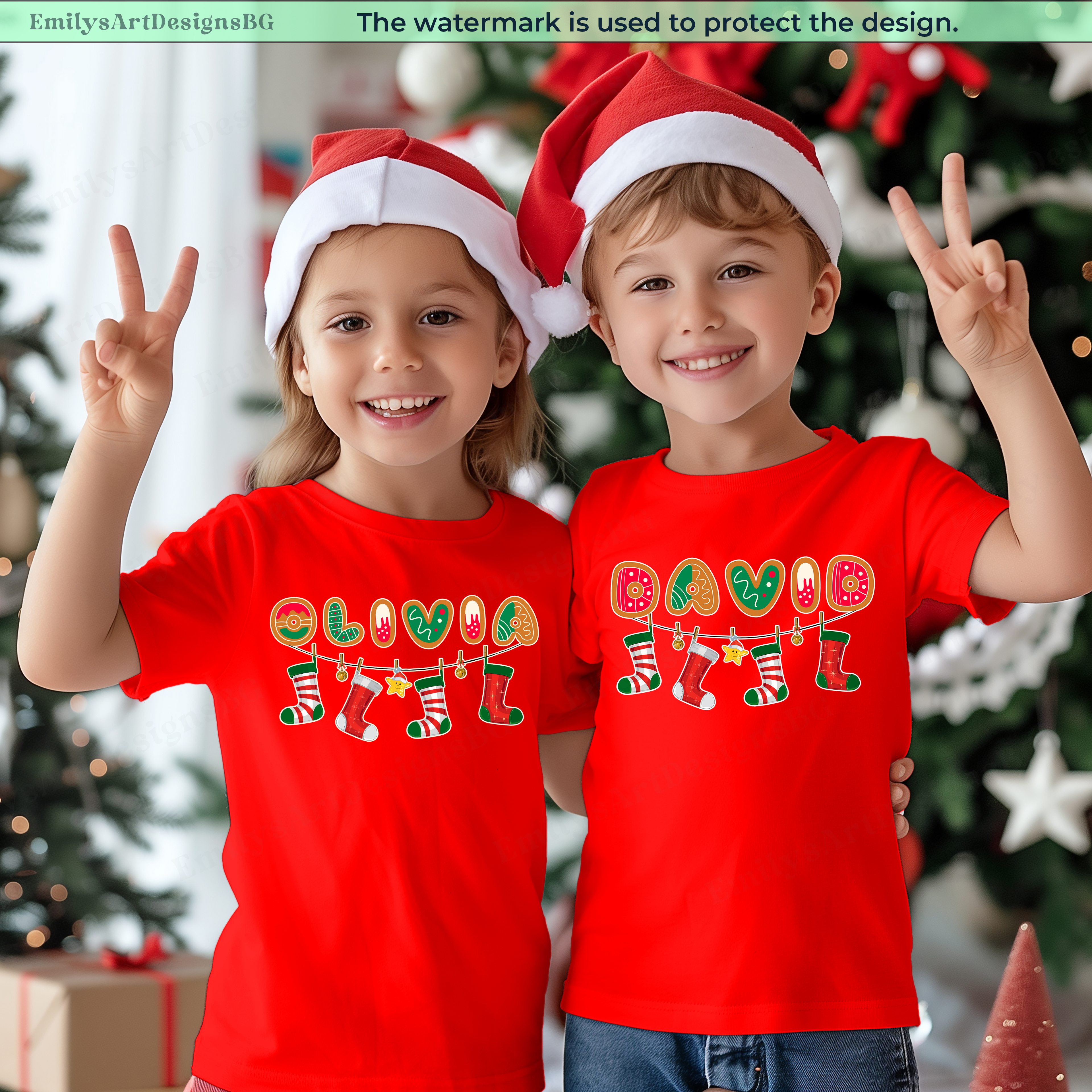 Custom Name Christmas Socks Family Shirts