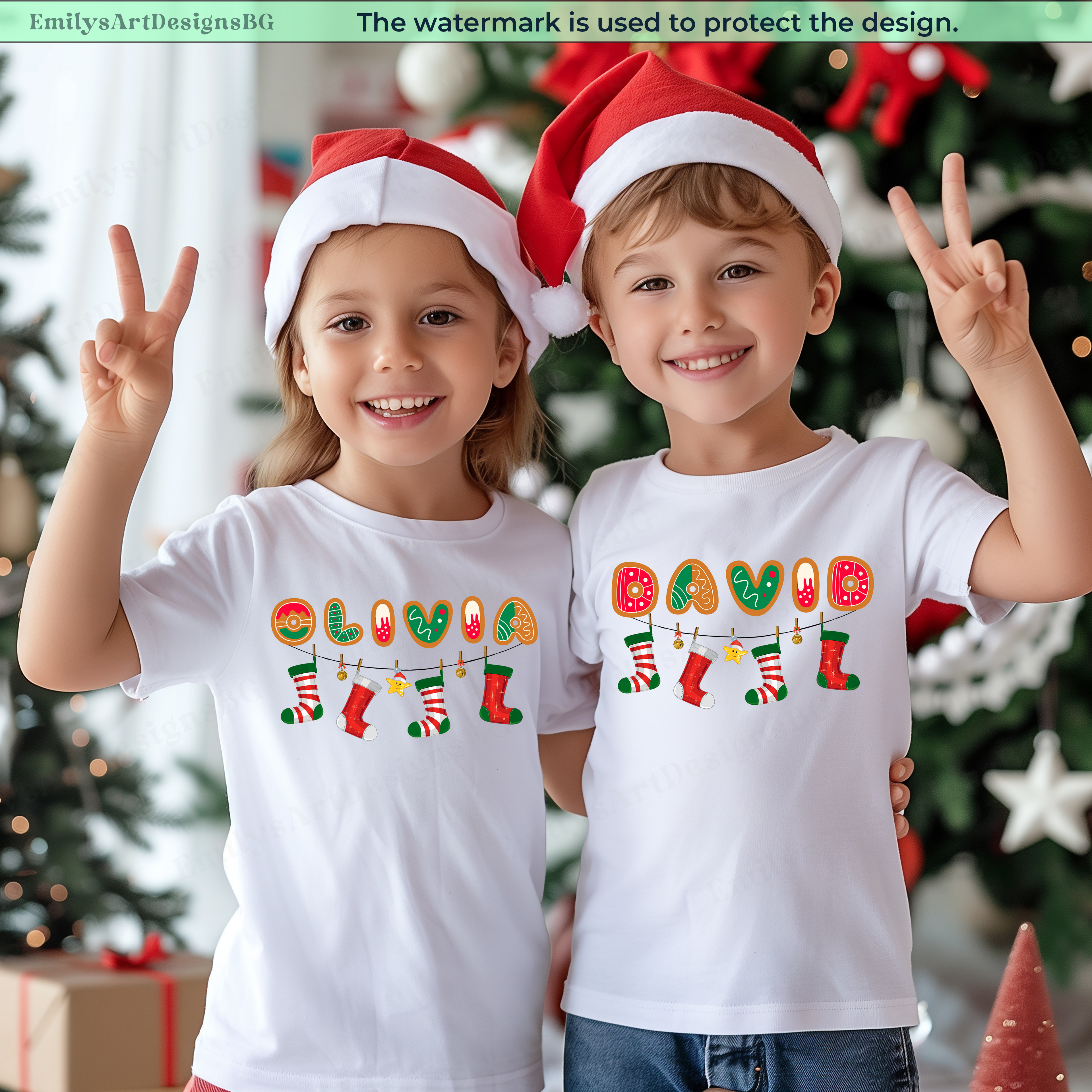 Custom Name Christmas Socks Family Shirts