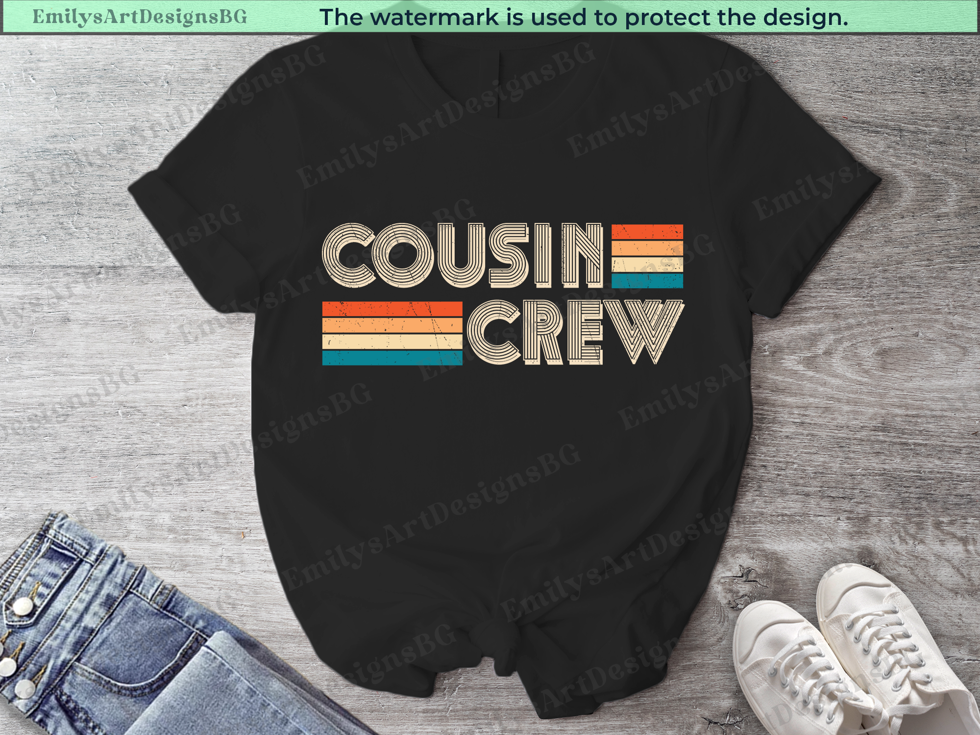 Cousin Crew Retro Text Shirts