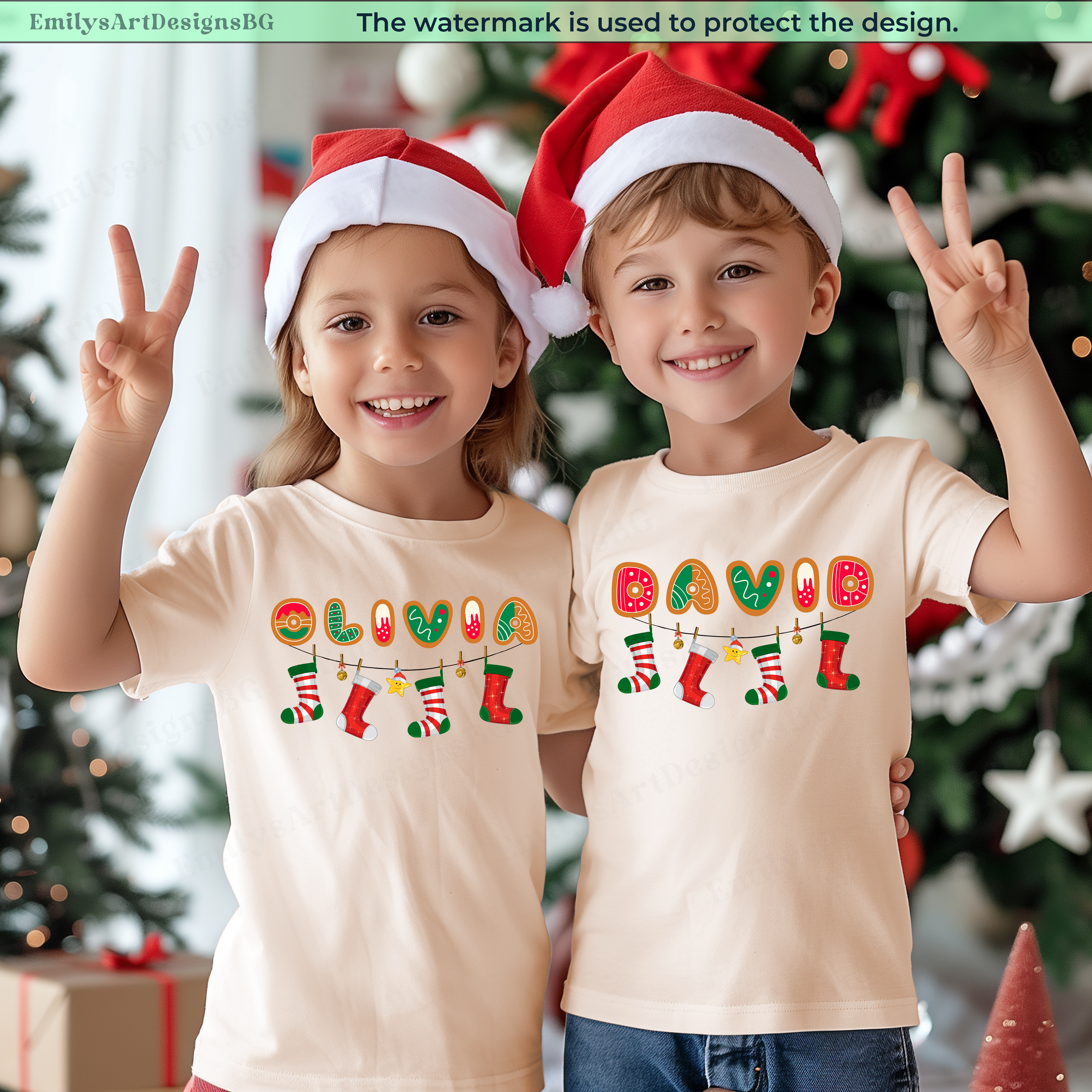 Custom Name Christmas Socks Family Shirts