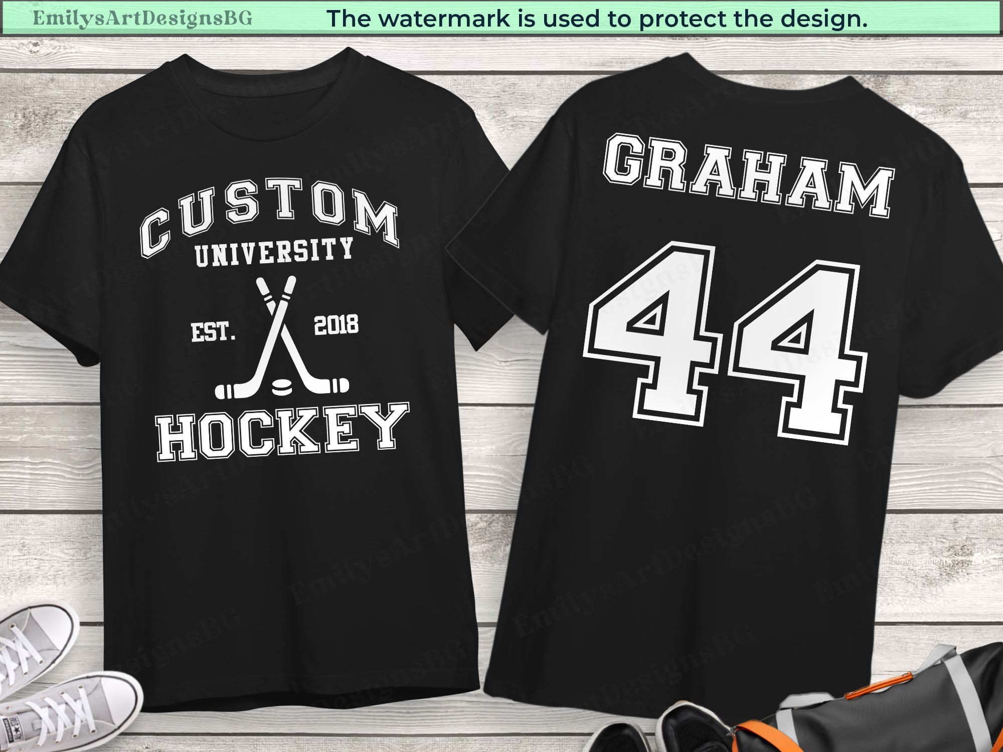 Custom Name and Number Hockey T-shirt