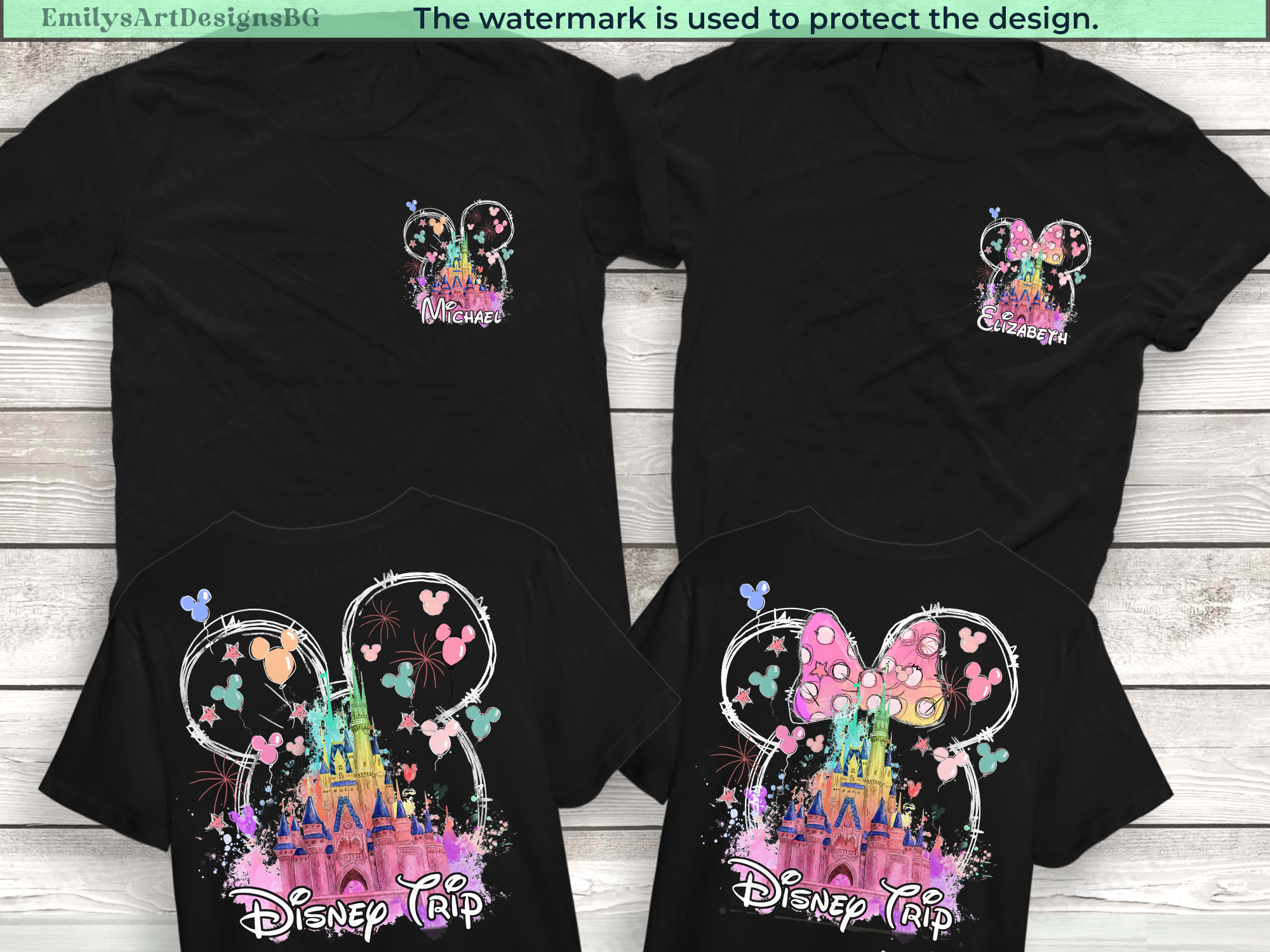 Front and Bacak Disney Family Trip Shirts