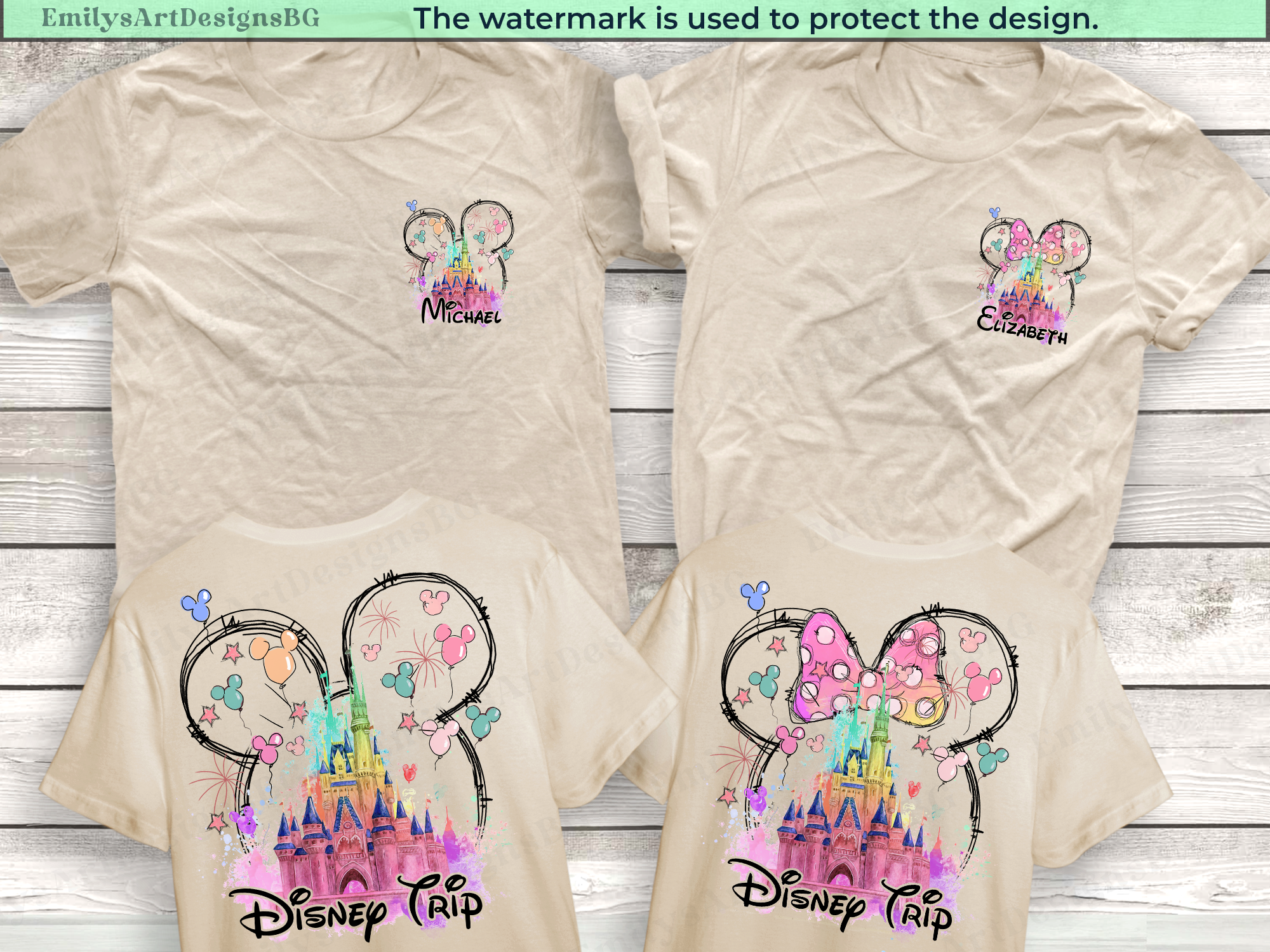 Front and Bacak Disney Family Trip Shirts