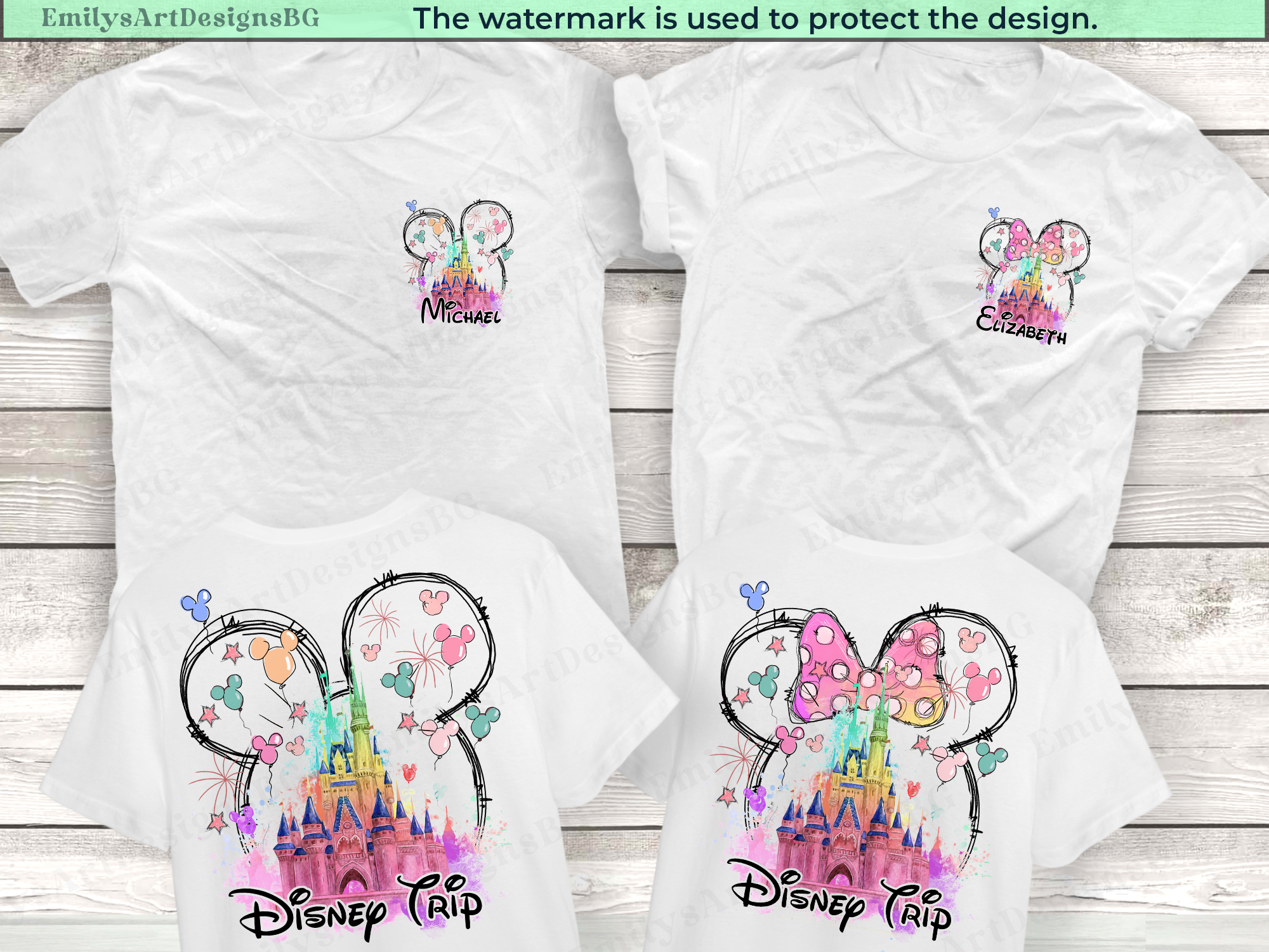Front and Bacak Disney Family Trip Shirts