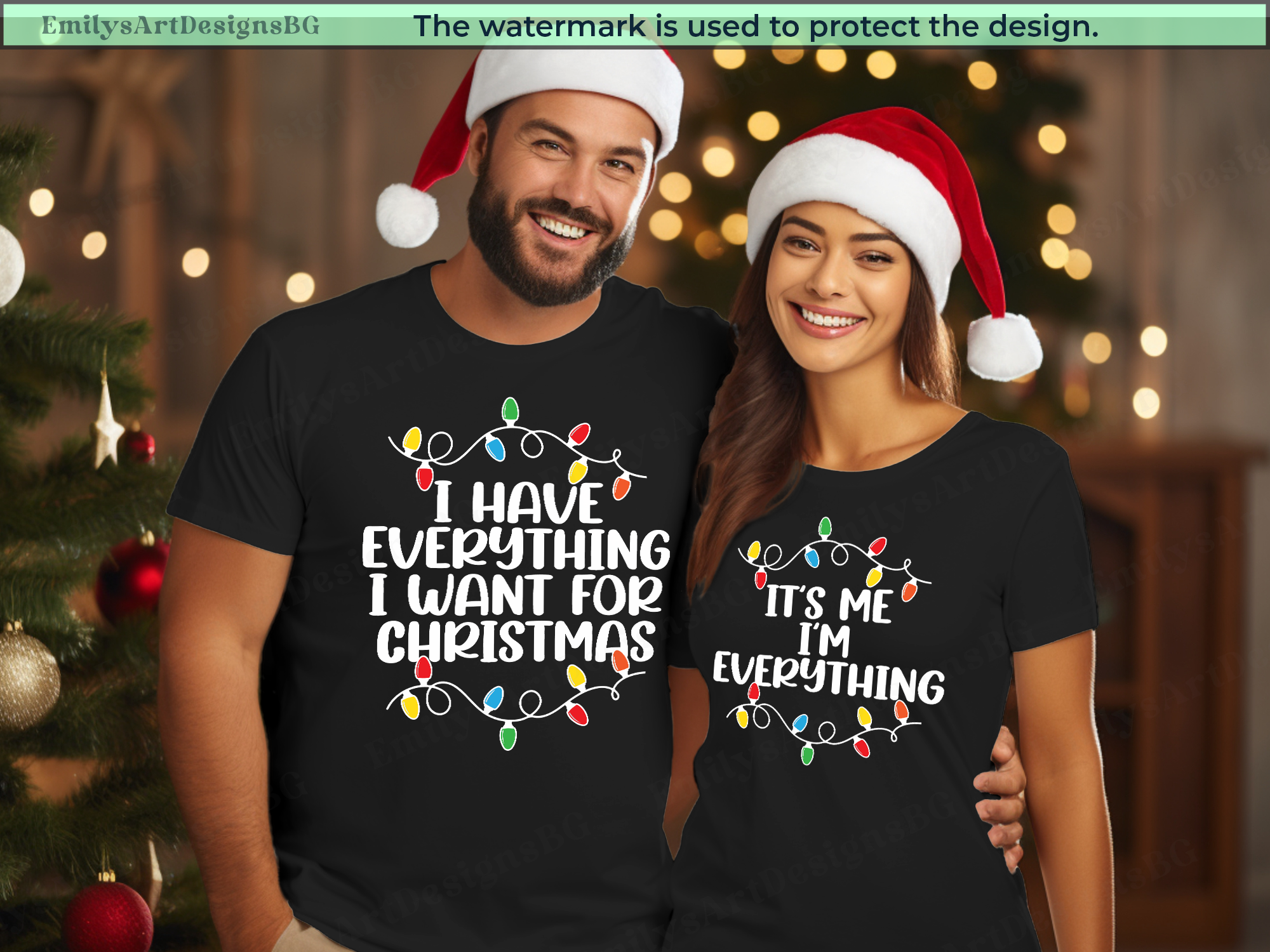 I have Everything I Want For Christmas Couple Shirts