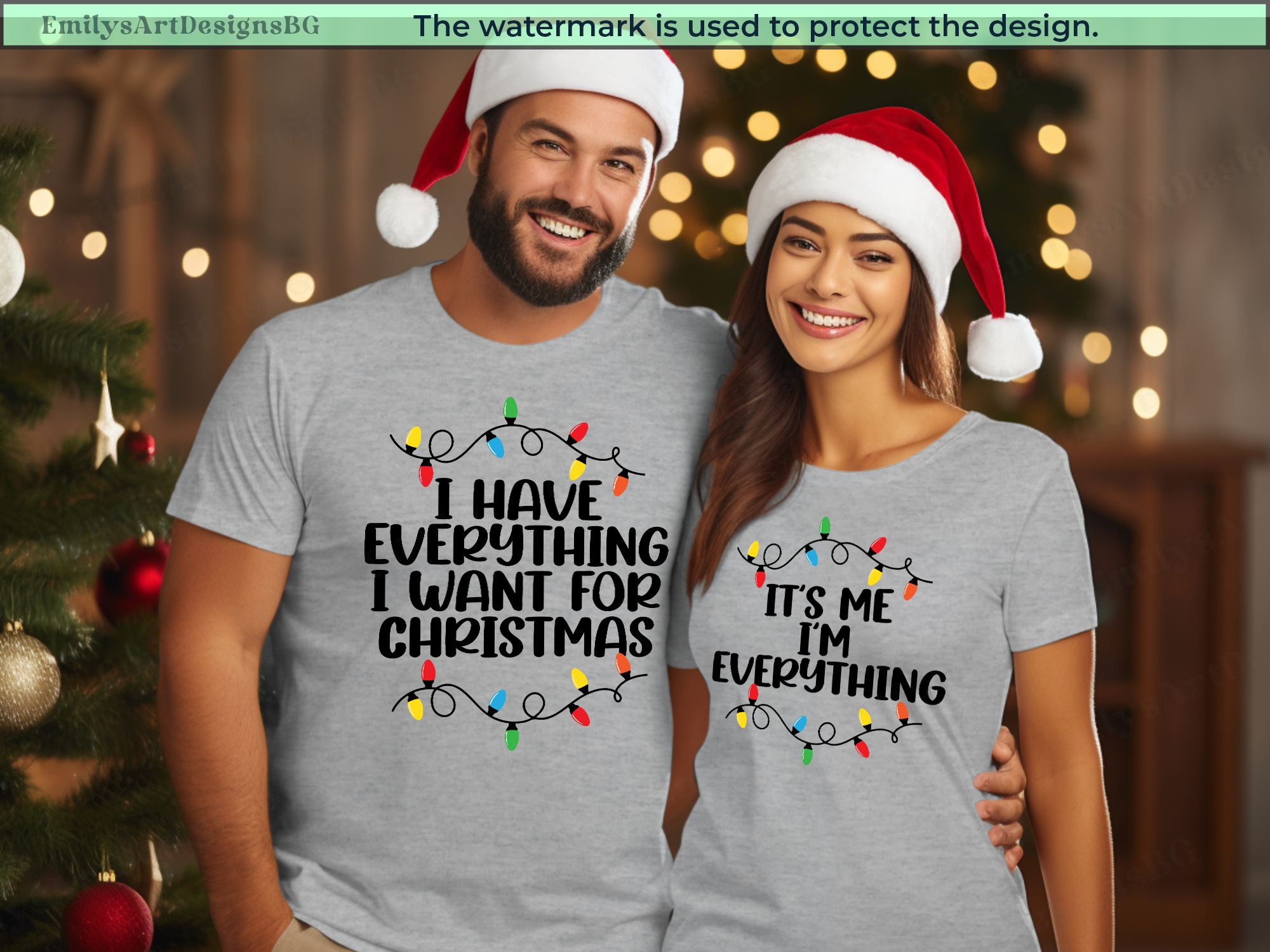 I have Everything I Want For Christmas Couple Shirts