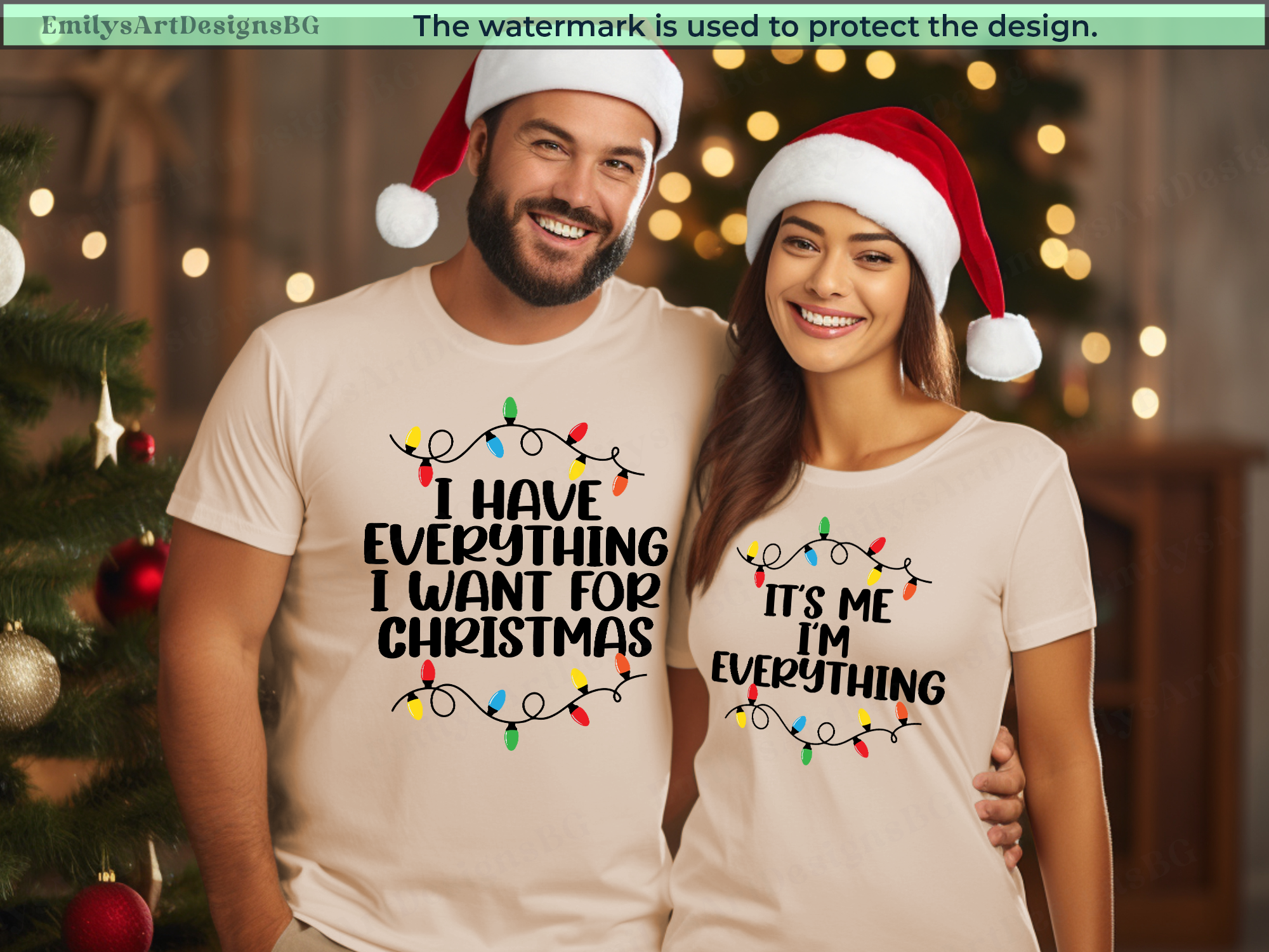 I have Everything I Want For Christmas Couple Shirts