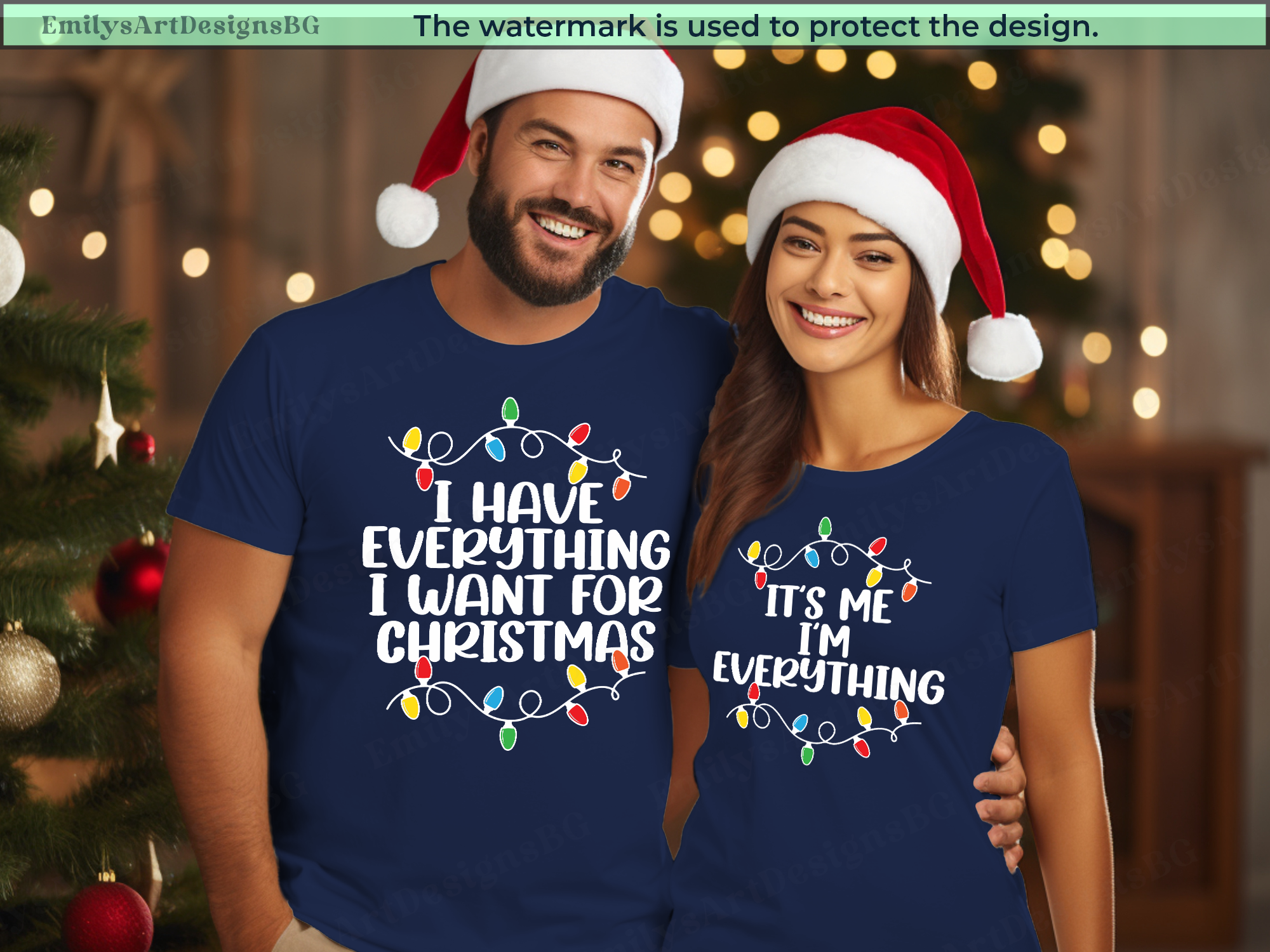 I have Everything I Want For Christmas Couple Shirts