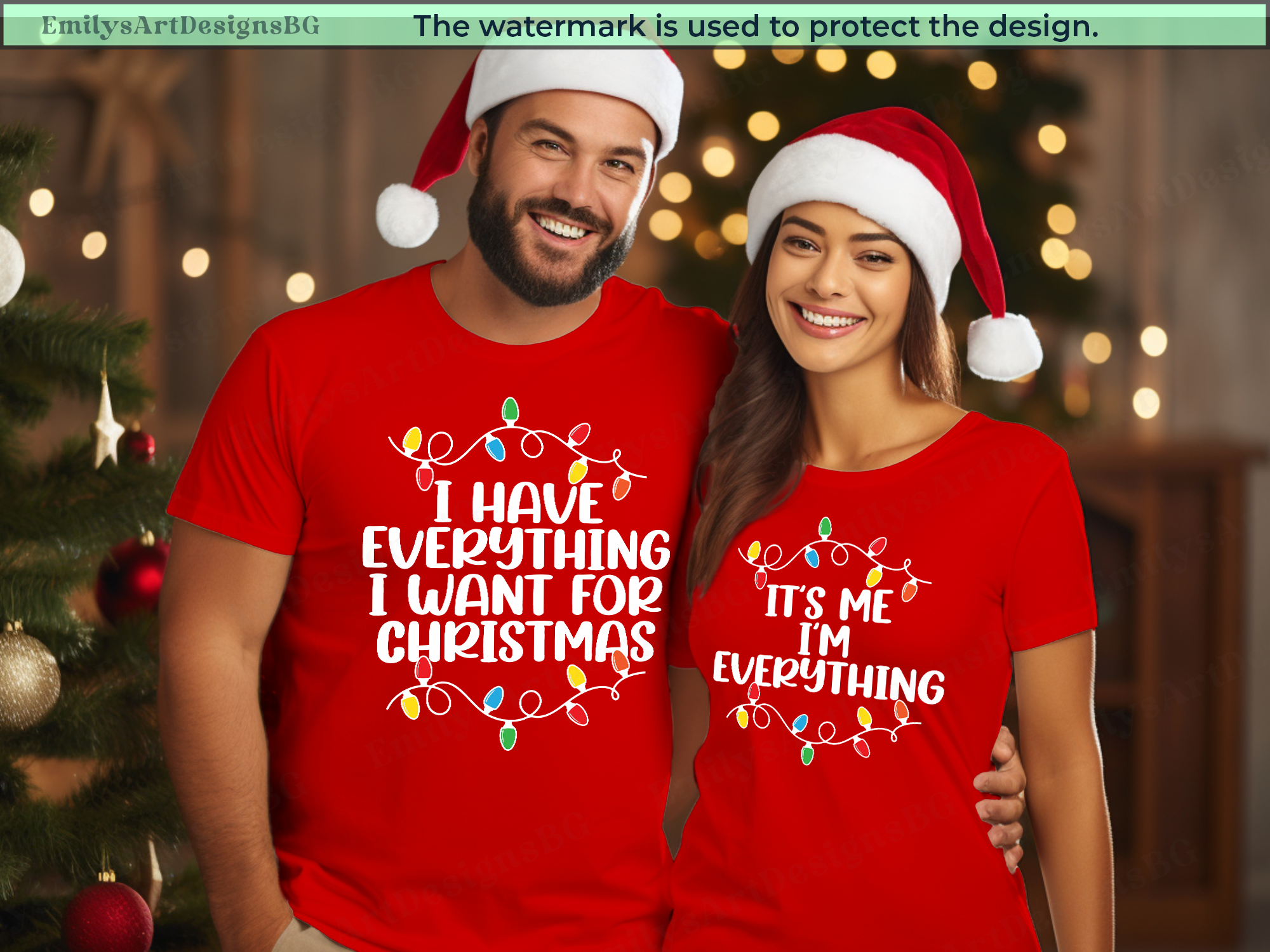 I have Everything I Want For Christmas Couple Shirts