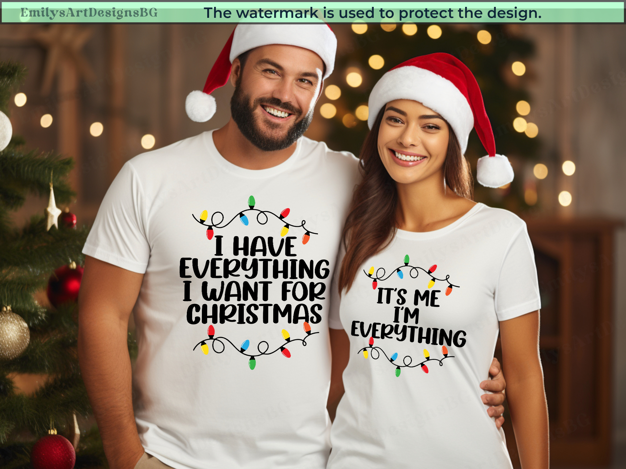 I have Everything I Want For Christmas Couple Shirts