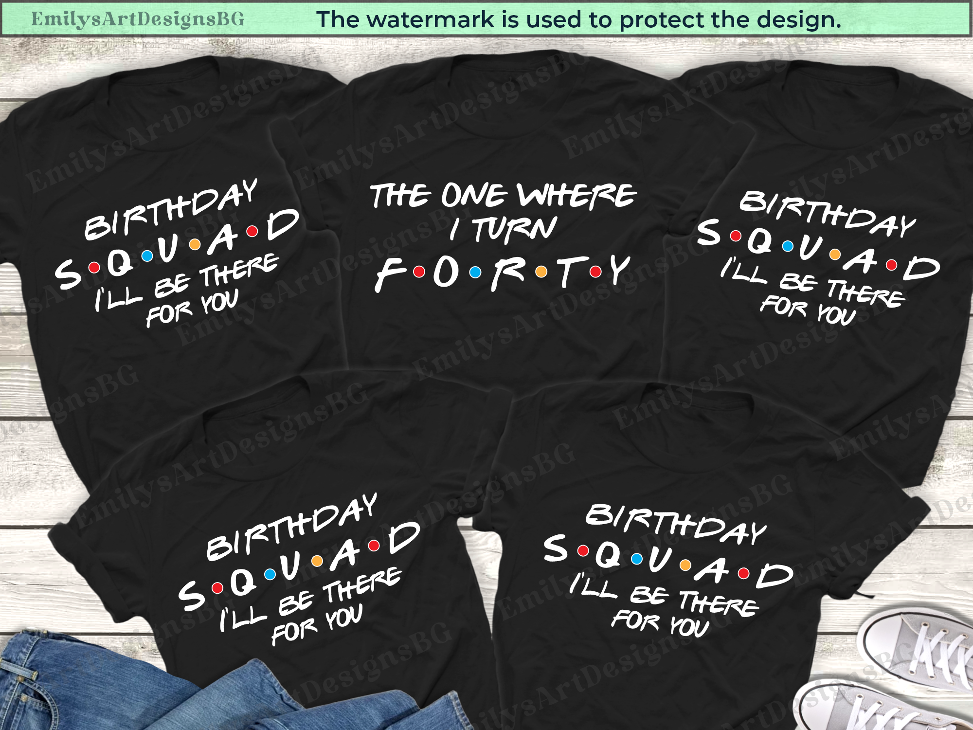 40th Birthday Shirt: Friends TV Show Inspired Birthday Squad Shirts