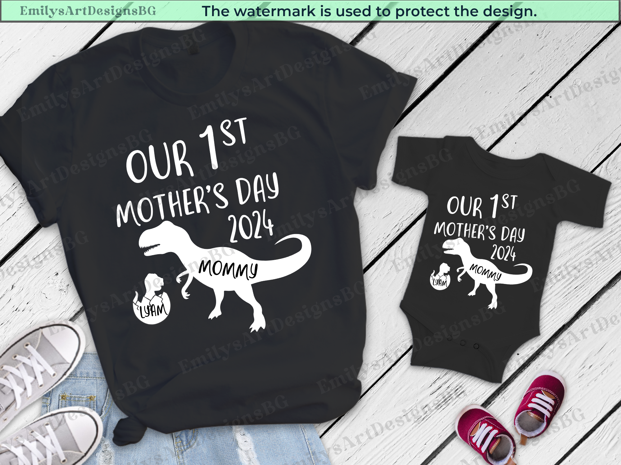Custom Mama and Me Dinosaur - Mother's Day Shirt