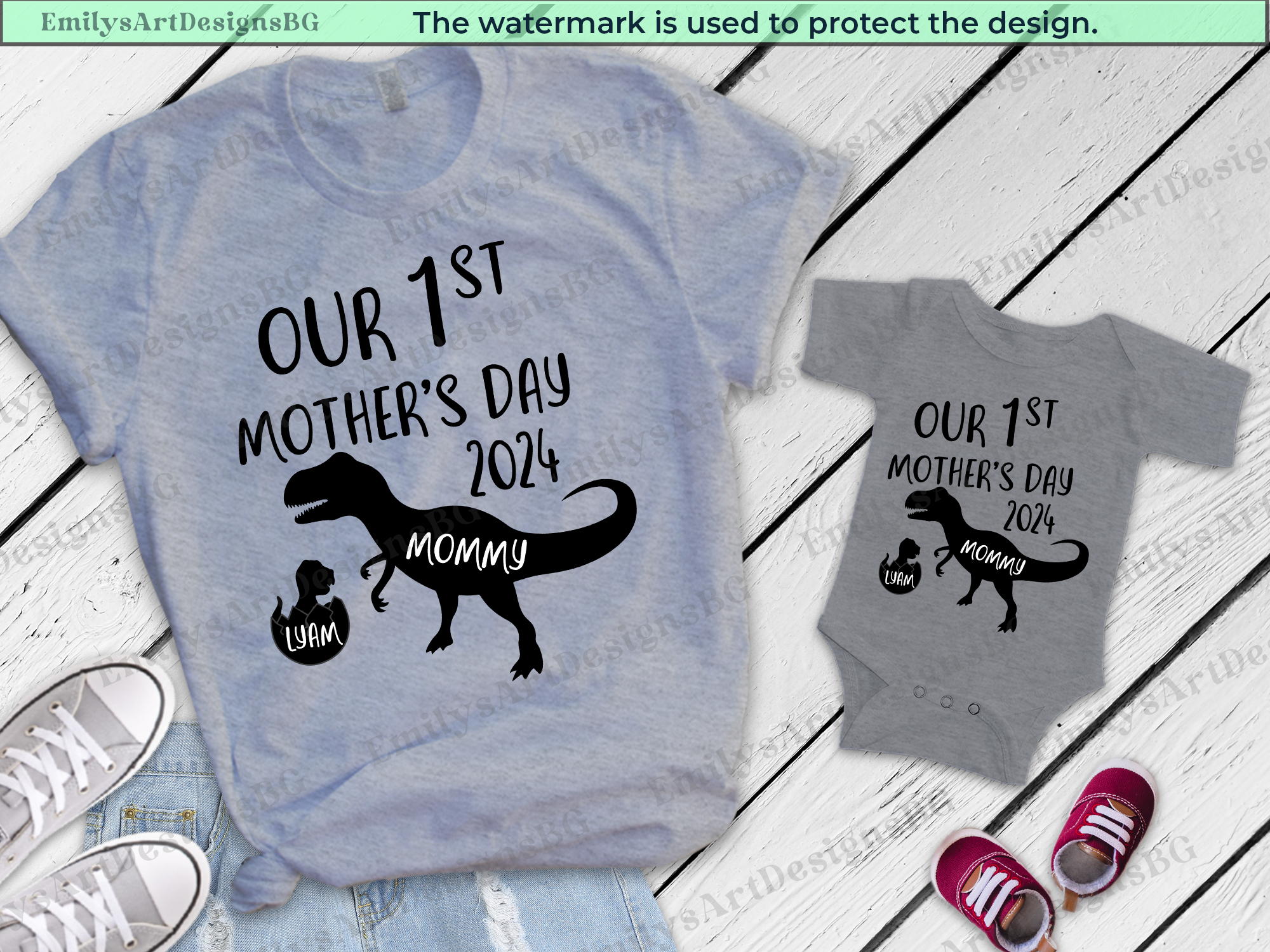 Custom Mama and Me Dinosaur - Mother's Day Shirt