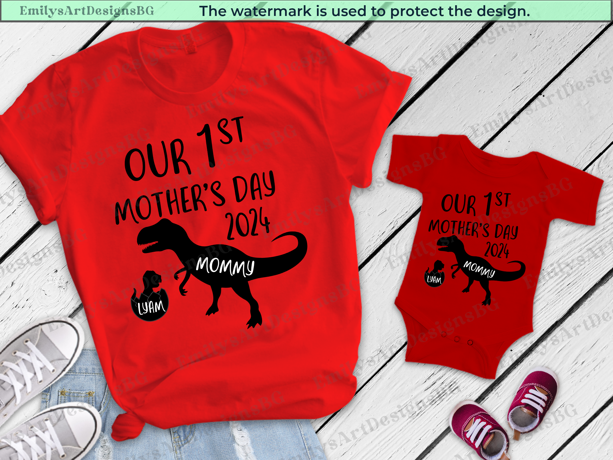 Custom Mama and Me Dinosaur - Mother's Day Shirt