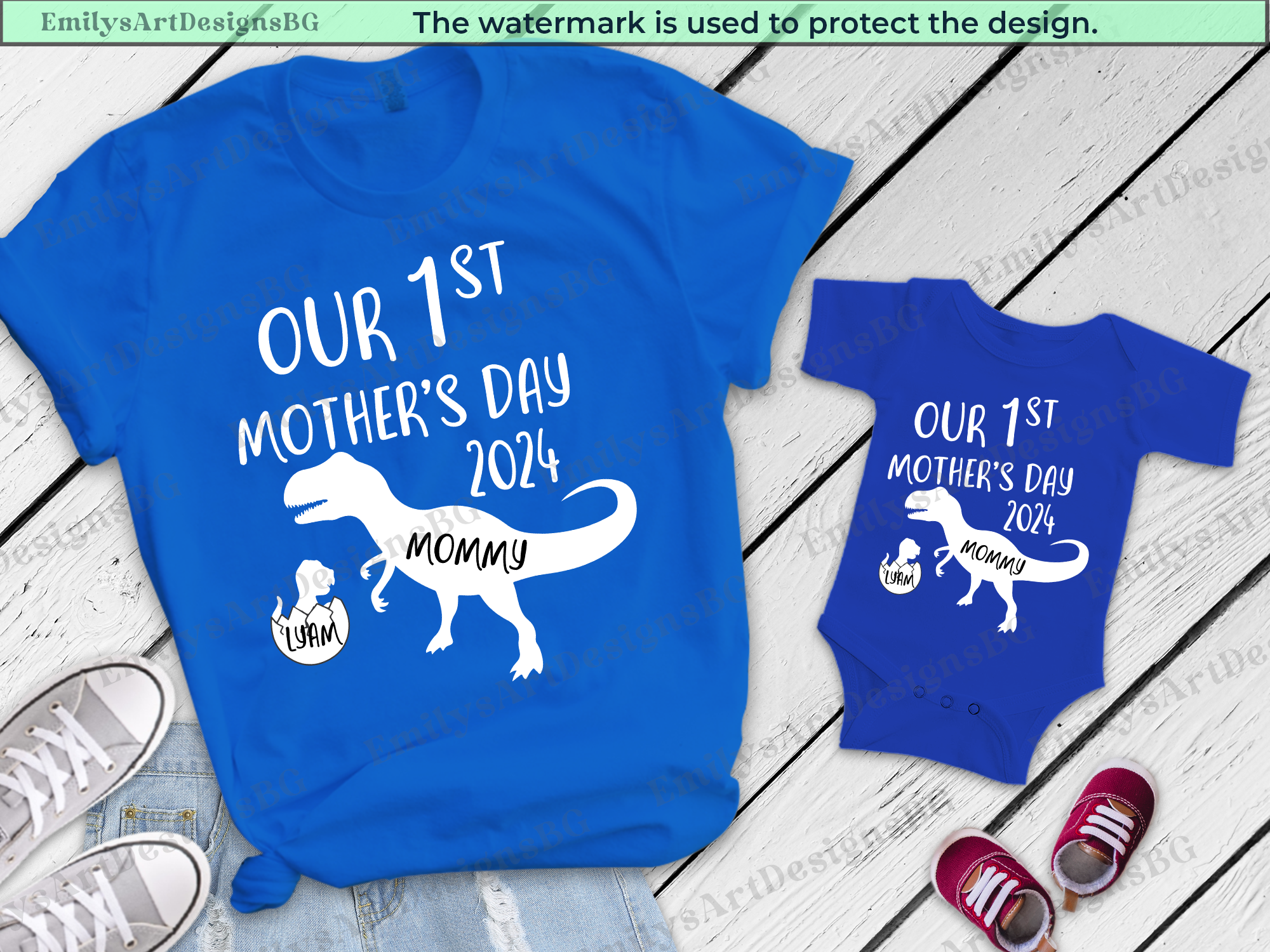 Custom Mama and Me Dinosaur - Mother's Day Shirt