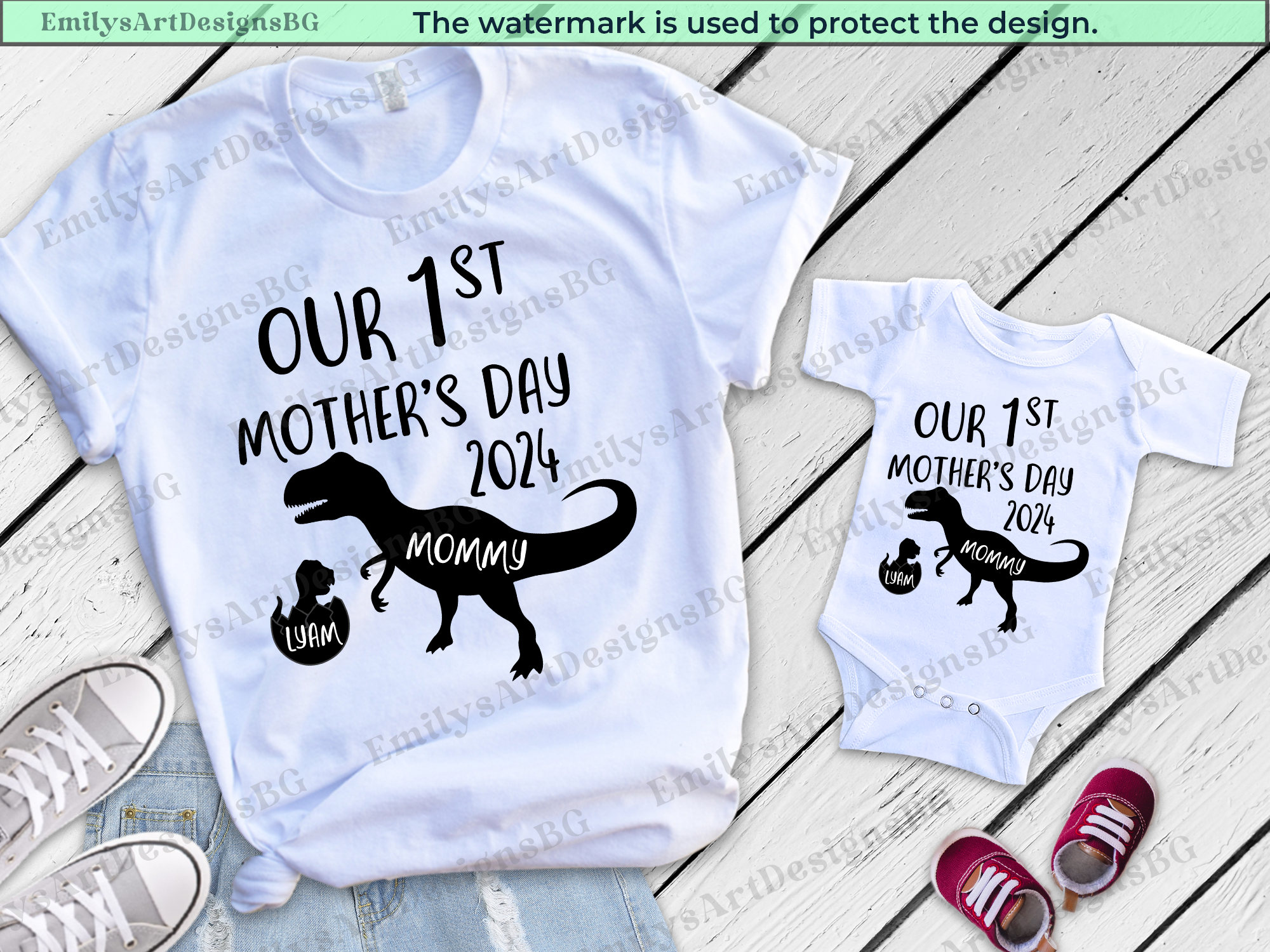 Custom Mama and Me Dinosaur - Mother's Day Shirt