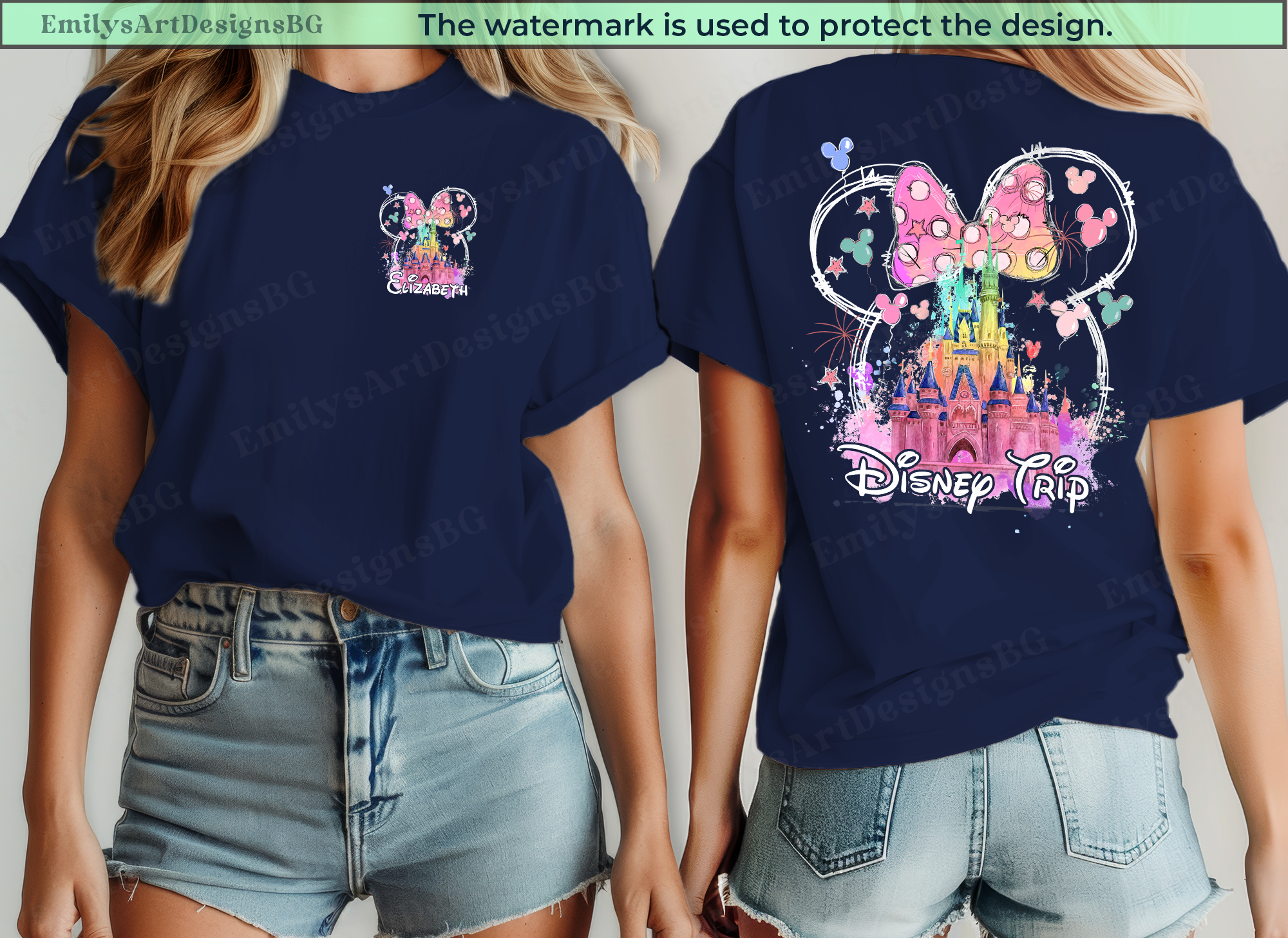 Front and Bacak Disney Family Trip Shirts