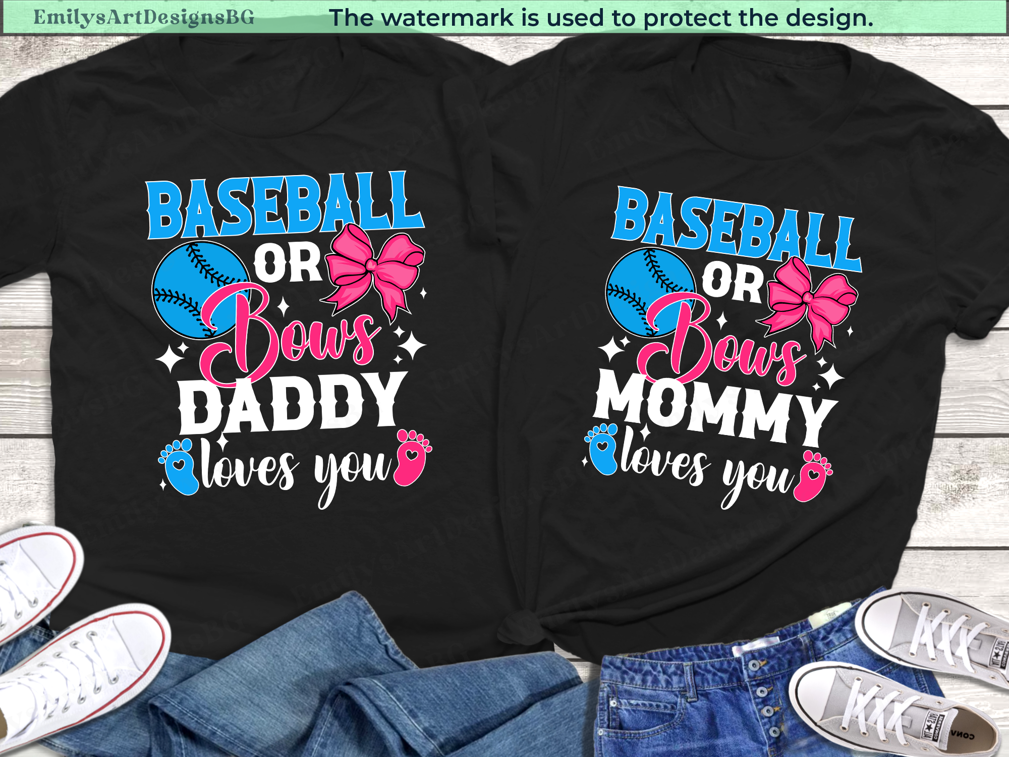 Baseball or Bows Gender Reveal Shirt
