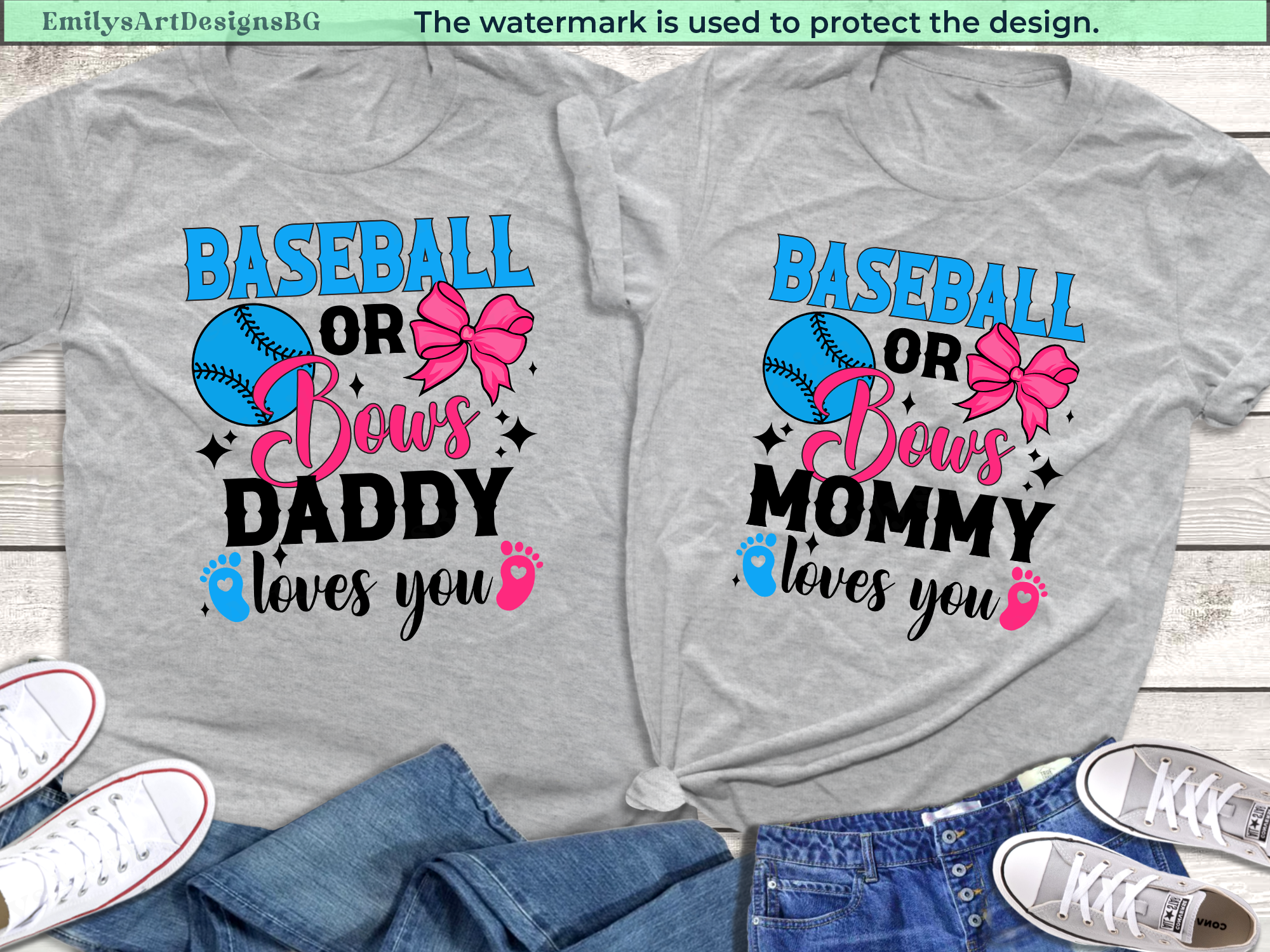 Baseball or Bows Gender Reveal Shirt