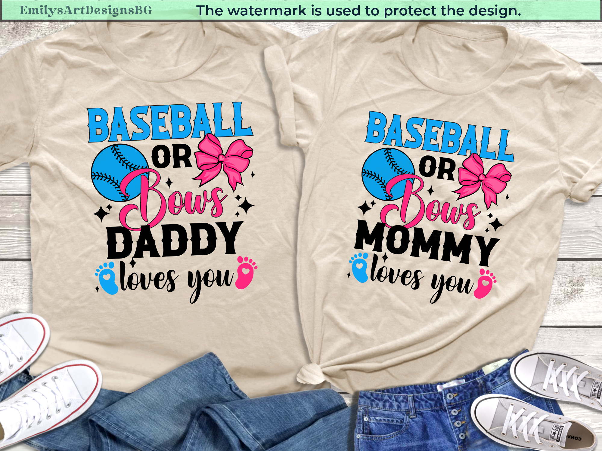Baseball or Bows Gender Reveal Shirt