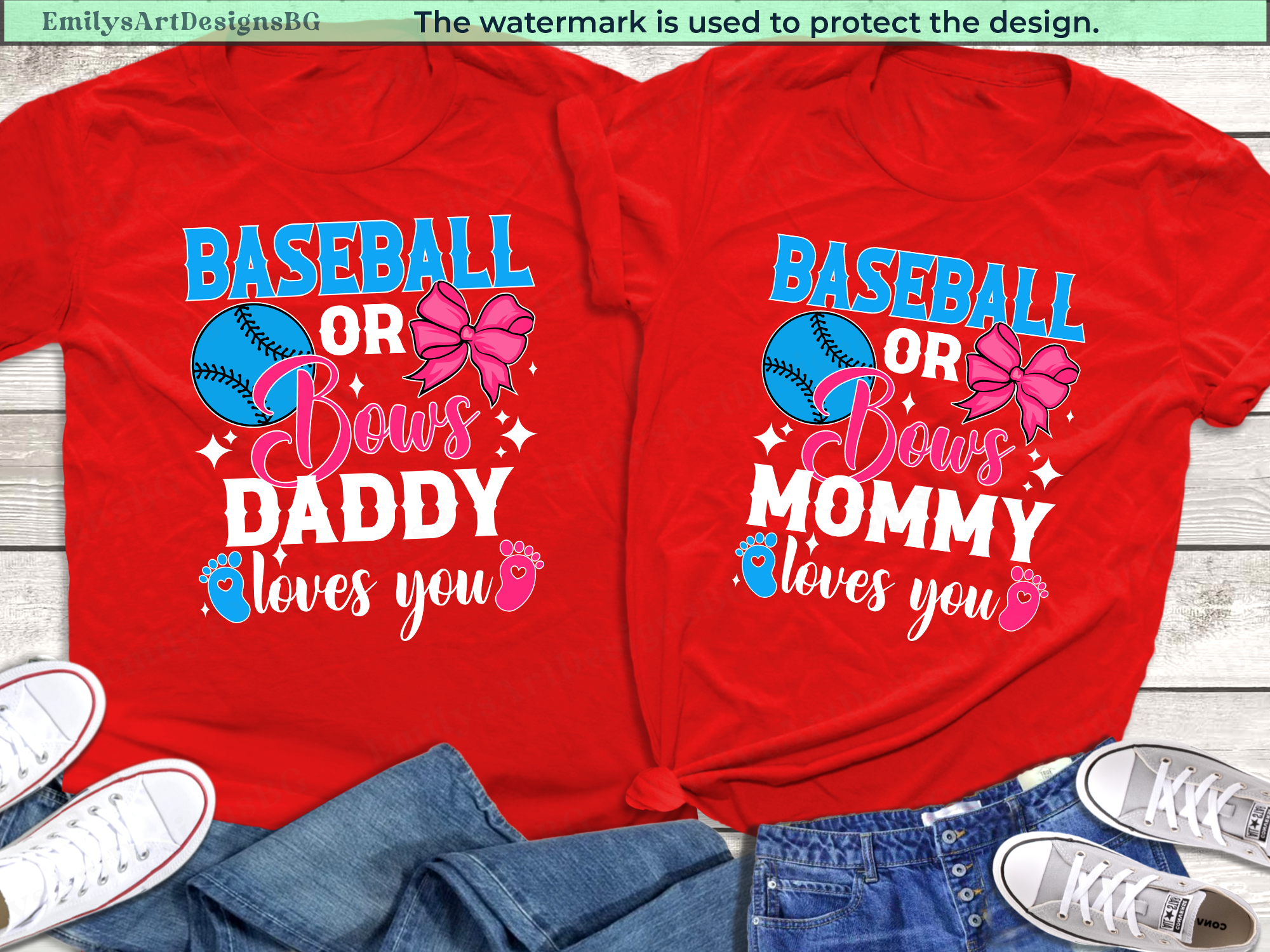 Baseball or Bows Gender Reveal Shirt