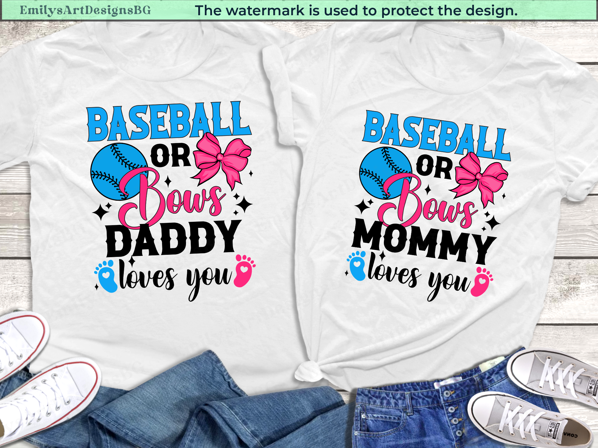 Baseball or Bows Gender Reveal Shirt