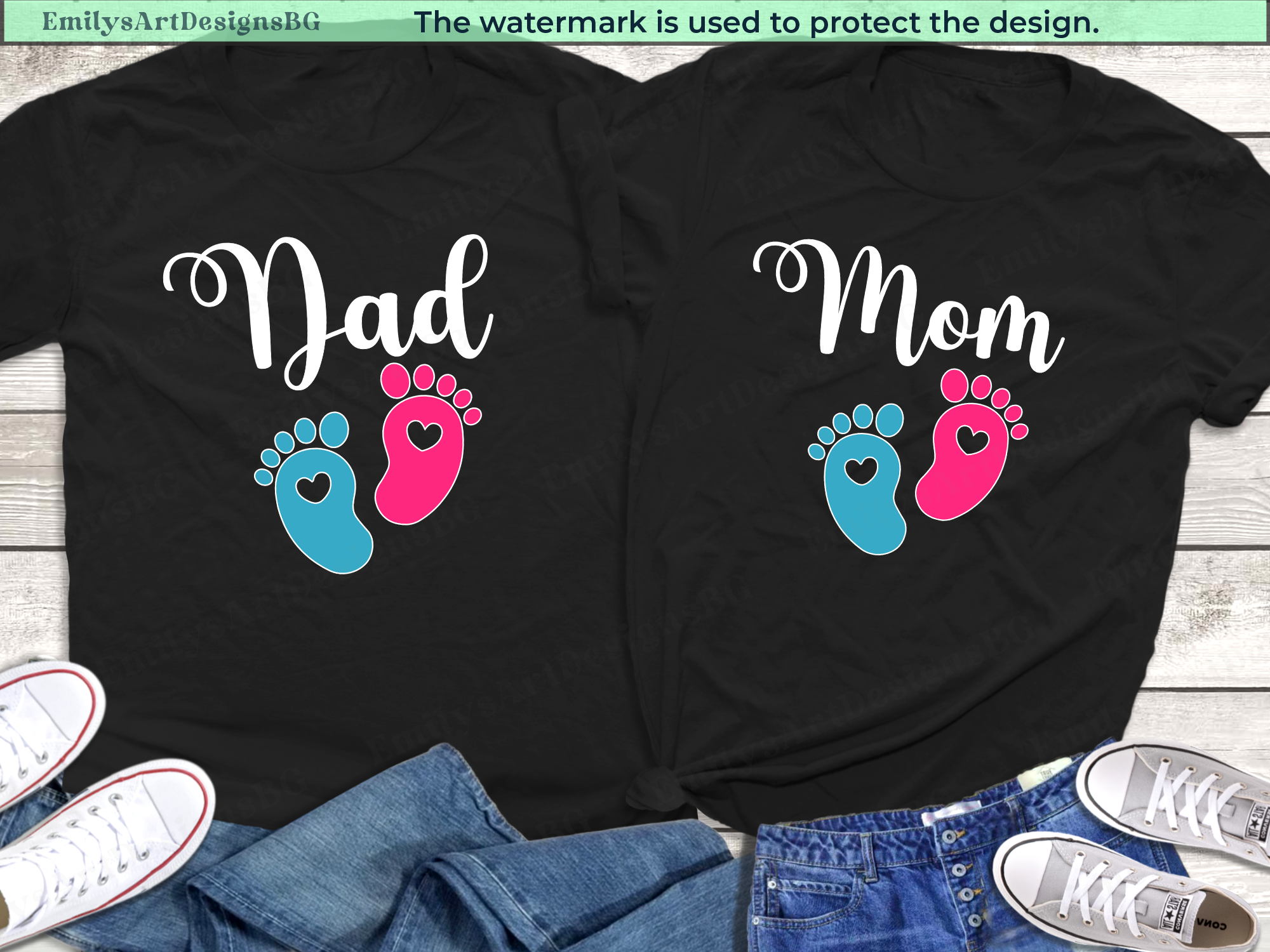 Custom Gender Reveal Matching Family Shirts