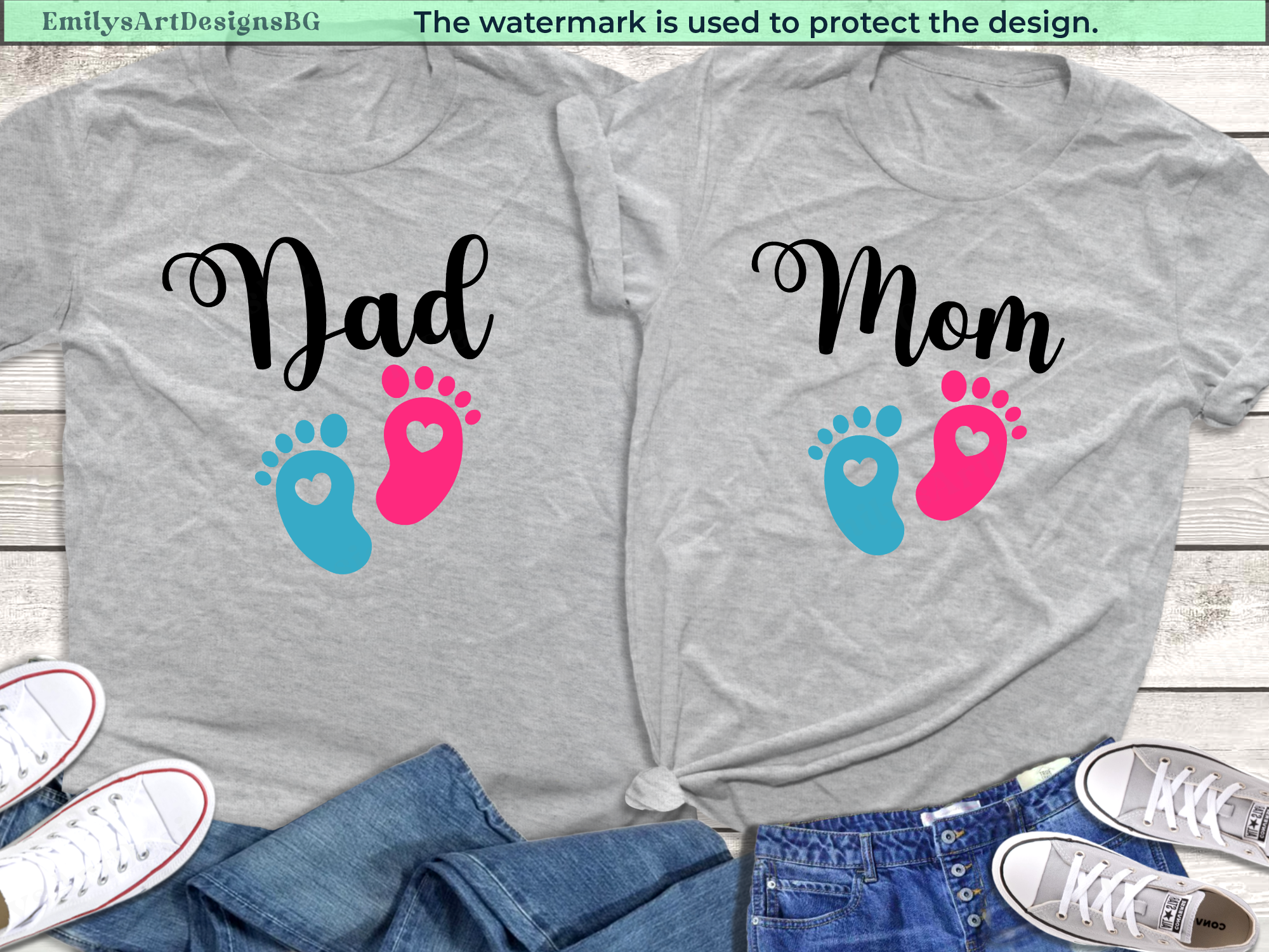 Custom Gender Reveal Matching Family Shirts
