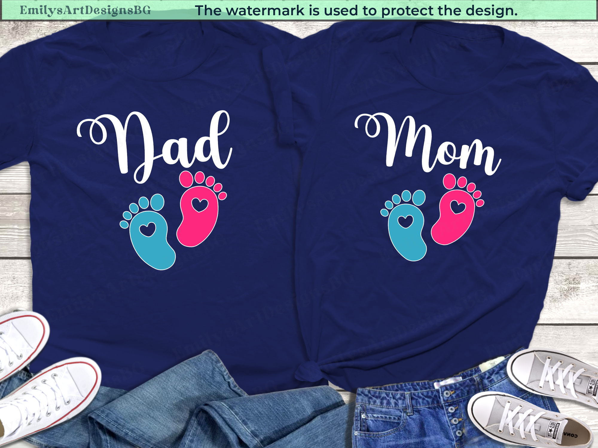 Custom Gender Reveal Matching Family Shirts